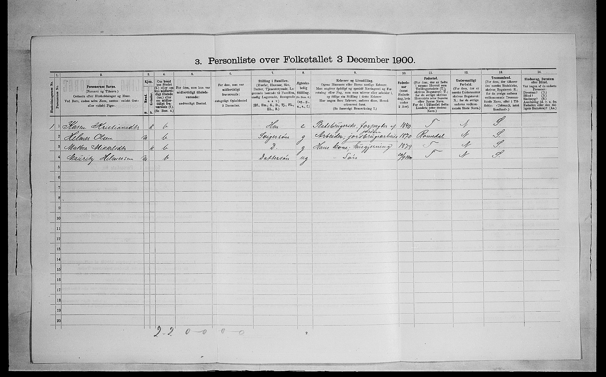 SAH, 1900 census for Ringsaker, 1900, p. 1120