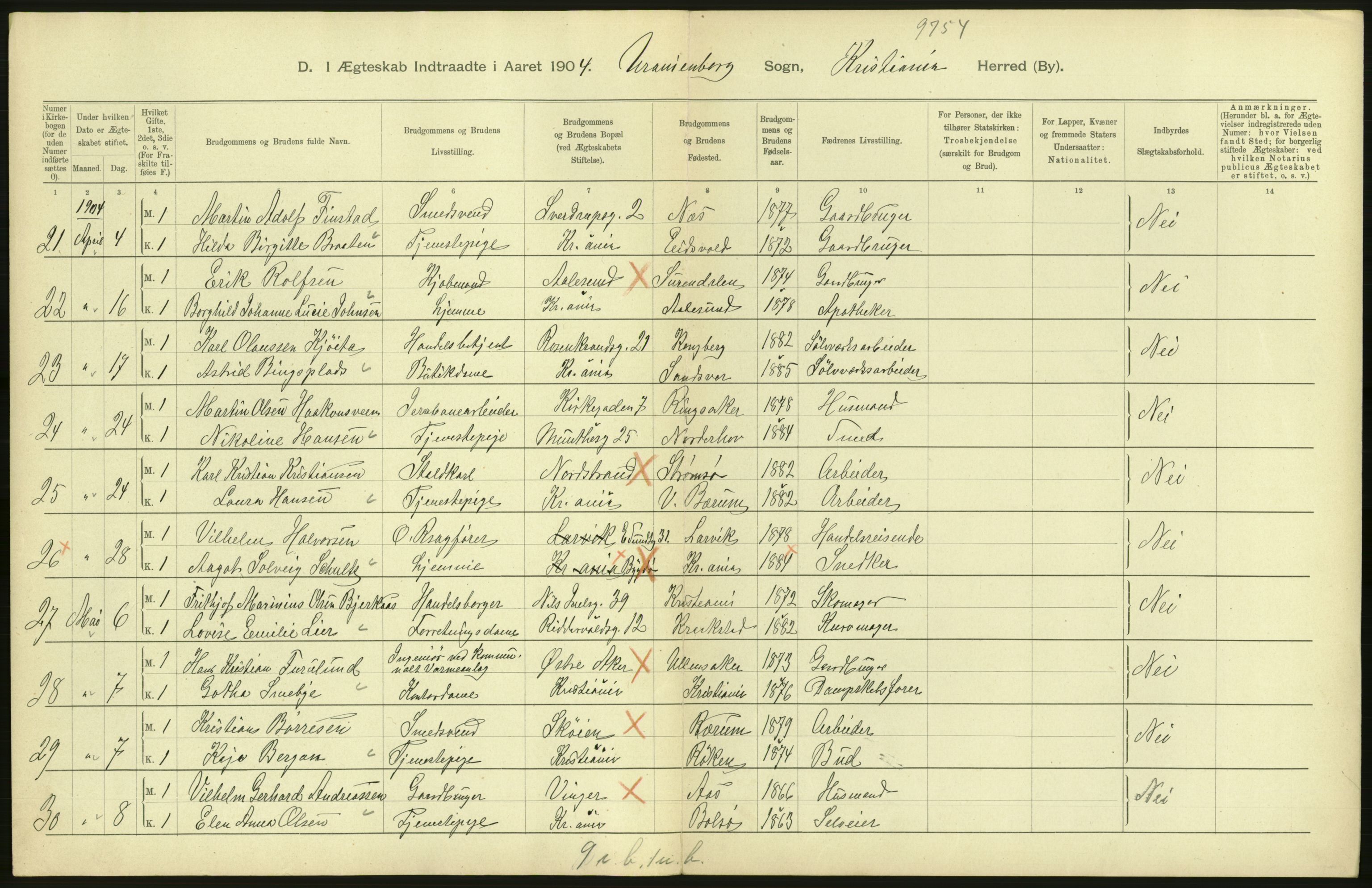 Statistisk sentralbyrå, Sosiodemografiske emner, Befolkning, AV/RA-S-2228/D/Df/Dfa/Dfab/L0004: Kristiania: Gifte, døde, 1904, p. 90