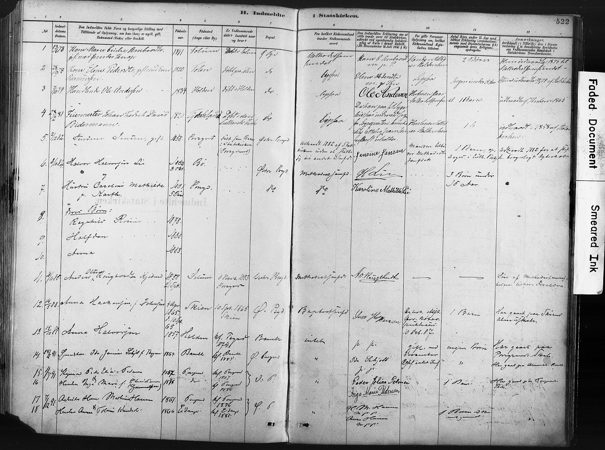 Porsgrunn kirkebøker , AV/SAKO-A-104/F/Fa/L0008: Parish register (official) no. 8, 1878-1895, p. 523
