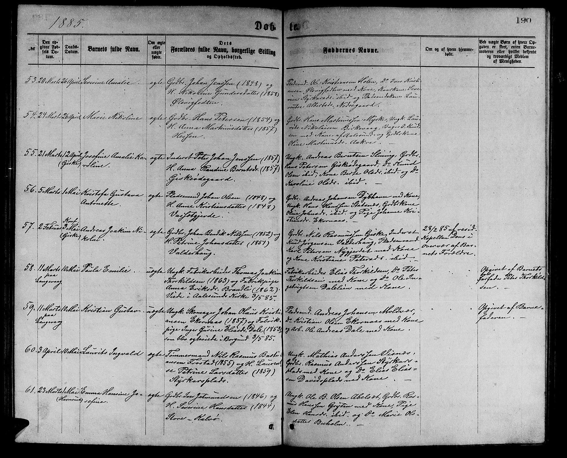 Ministerialprotokoller, klokkerbøker og fødselsregistre - Møre og Romsdal, AV/SAT-A-1454/528/L0429: Parish register (copy) no. 528C10, 1872-1886, p. 190