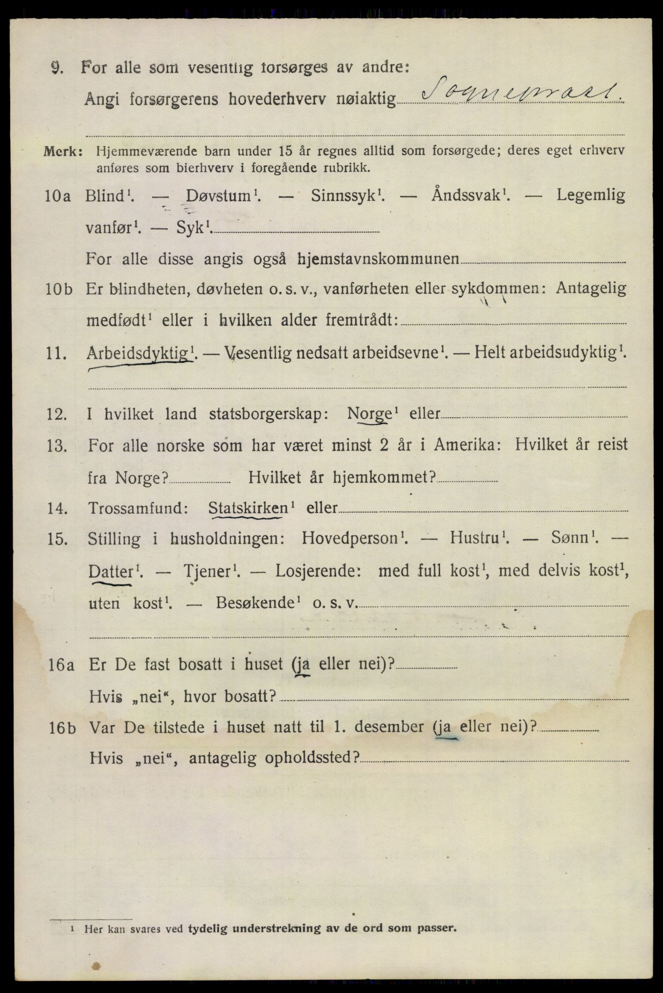 SAKO, 1920 census for Sandeherred, 1920, p. 9585