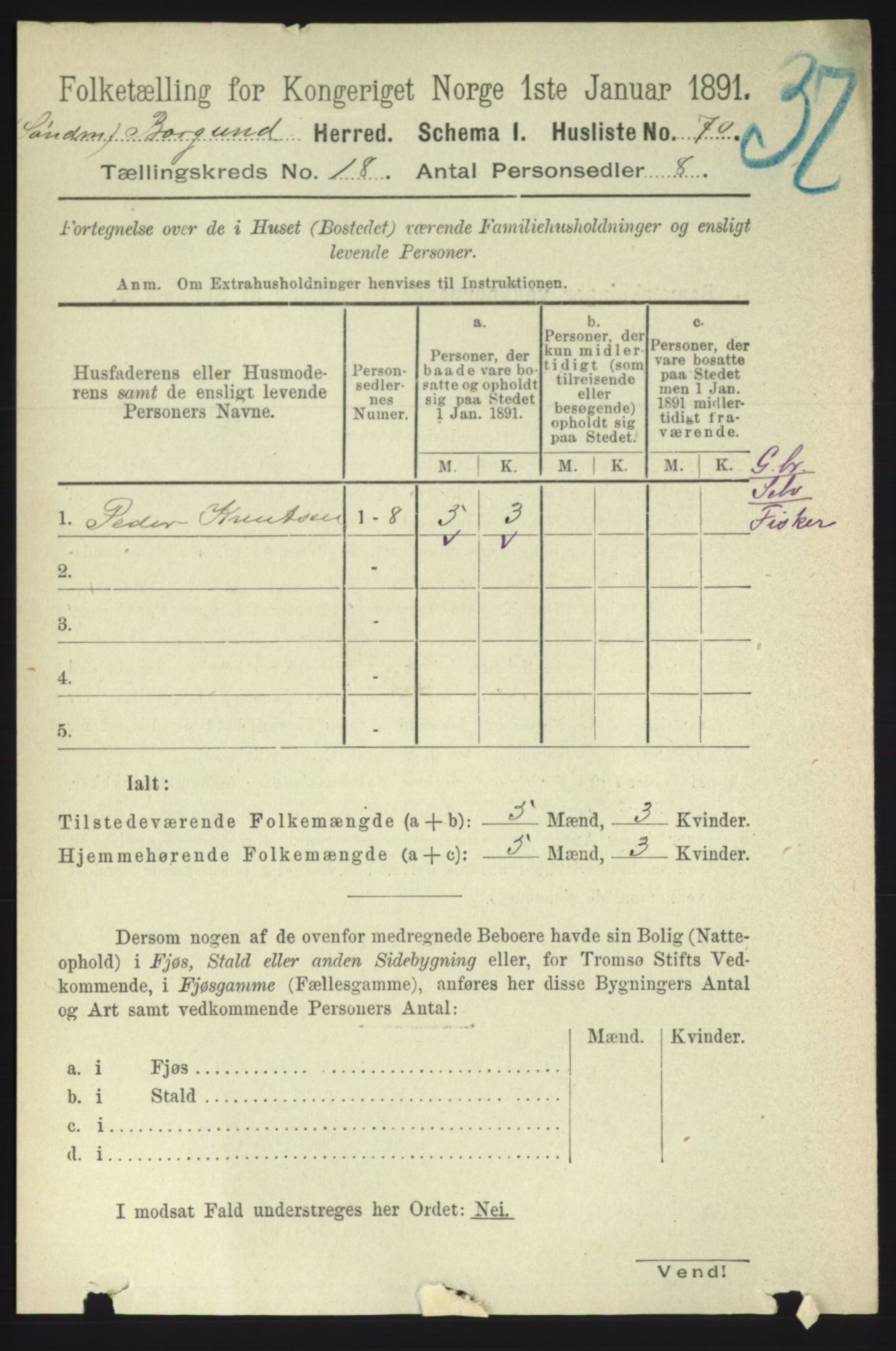 RA, 1891 census for 1531 Borgund, 1891, p. 5484