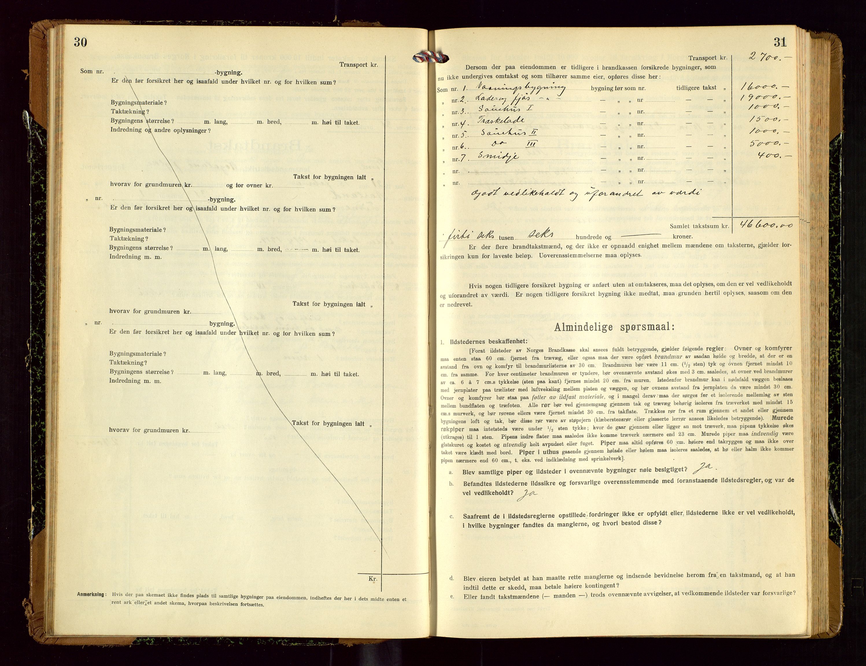 Time lensmannskontor, AV/SAST-A-100420/Gob/L0002: Branntakstprotokoll, 1919-1952, p. 30-31