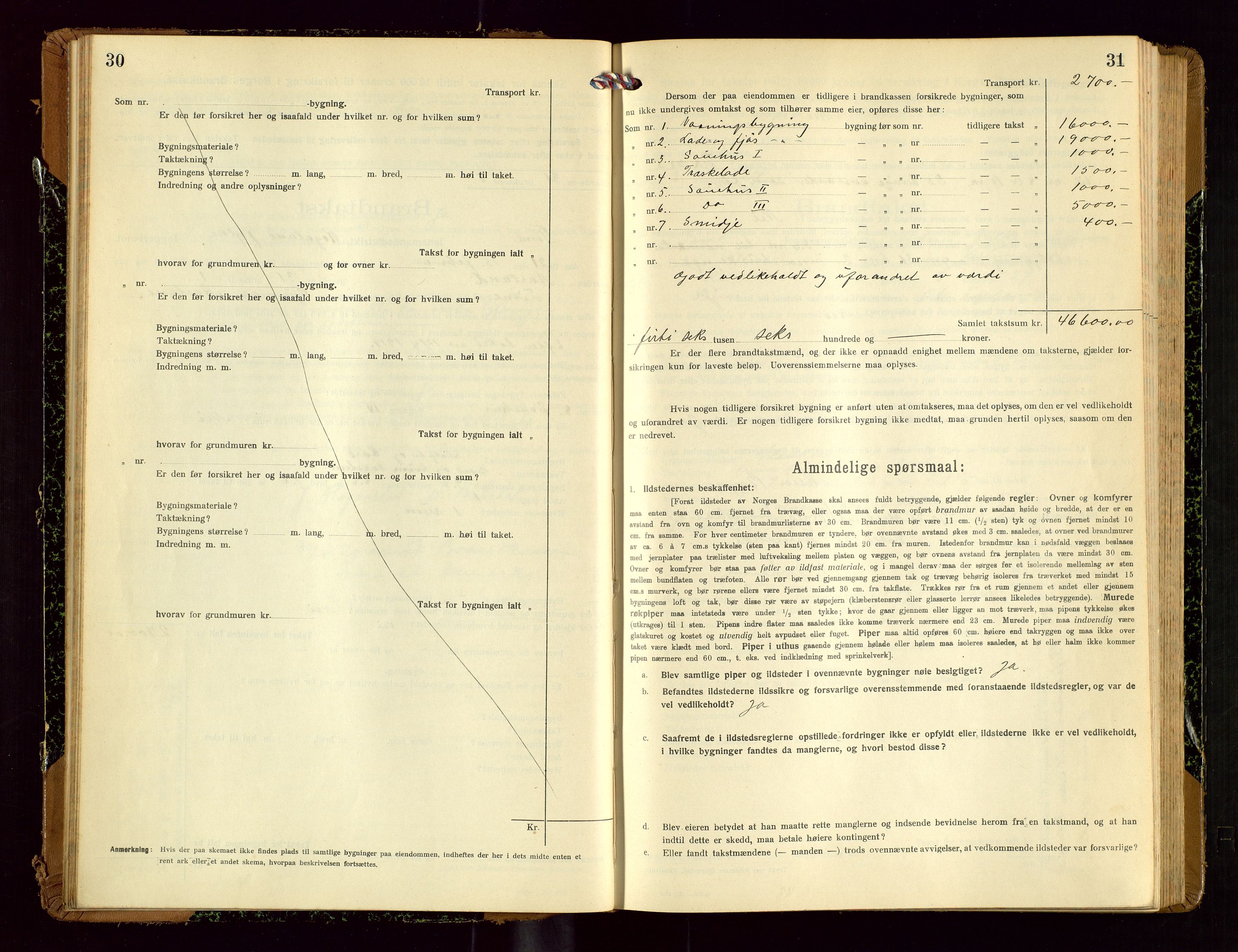 Time lensmannskontor, SAST/A-100420/Gob/L0002: Branntakstprotokoll, 1919-1952, p. 30-31