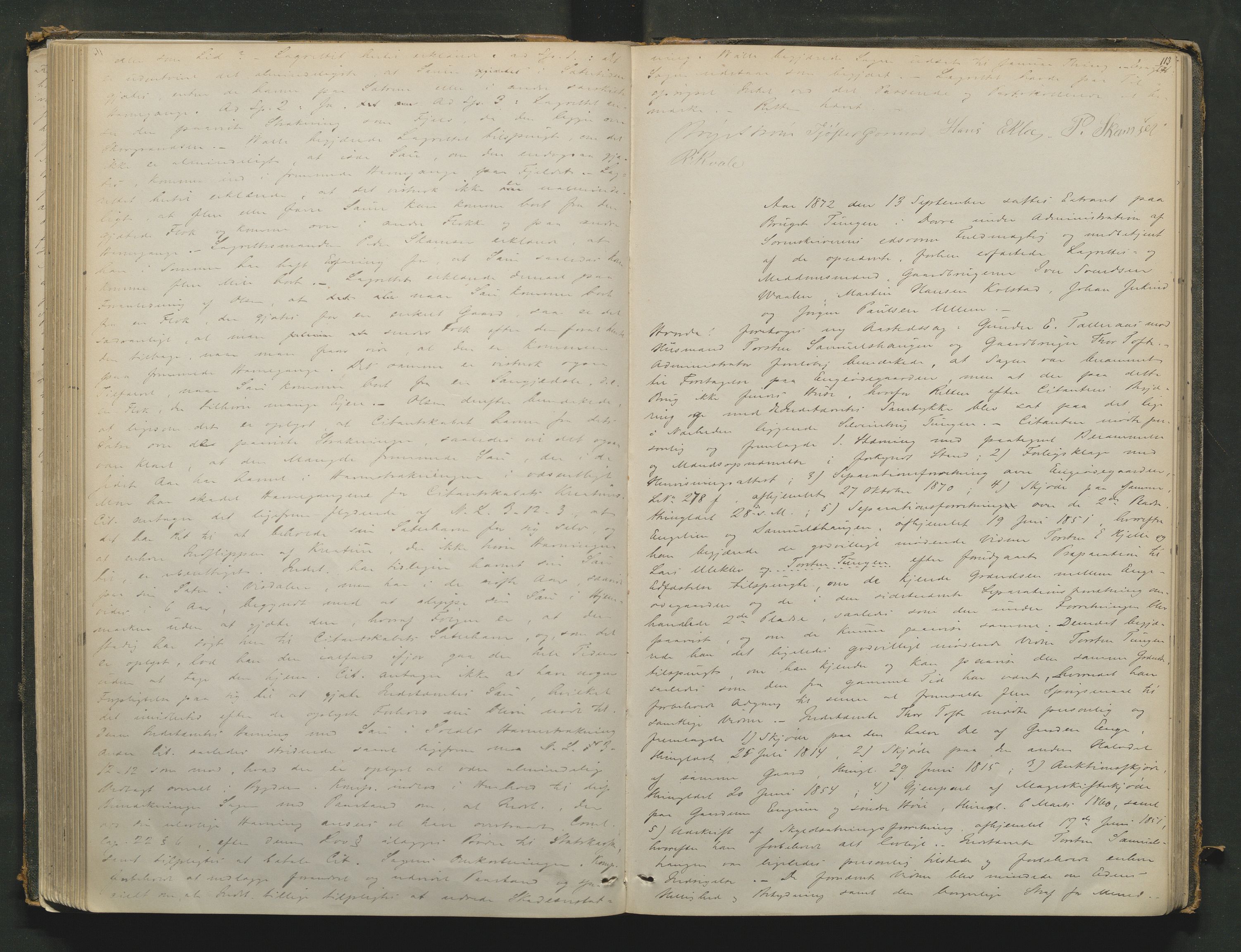 Nord-Gudbrandsdal tingrett, AV/SAH-TING-002/G/Gc/Gcb/L0003: Ekstrarettsprotokoll for åstedssaker, 1867-1876, p. 112b-113a