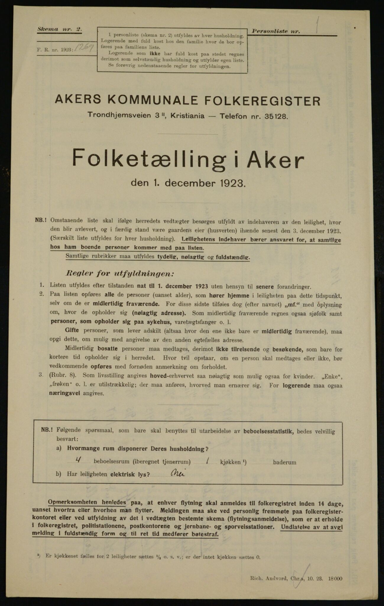 , Municipal Census 1923 for Aker, 1923, p. 43967