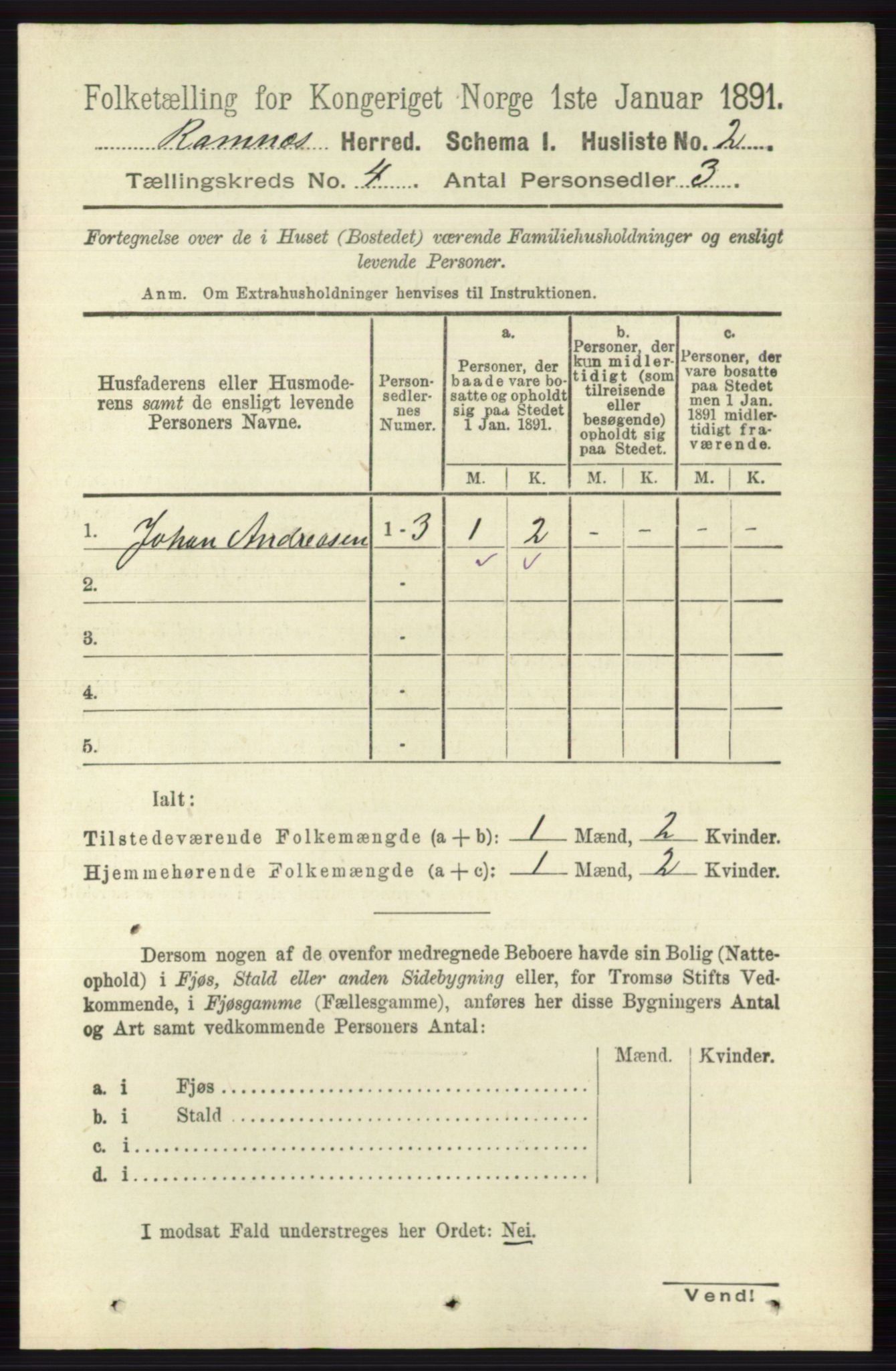 RA, 1891 census for 0718 Ramnes, 1891, p. 1861