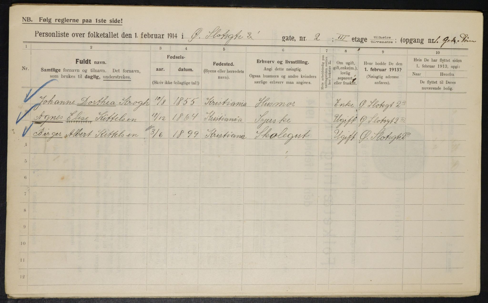 OBA, Municipal Census 1914 for Kristiania, 1914, p. 130918