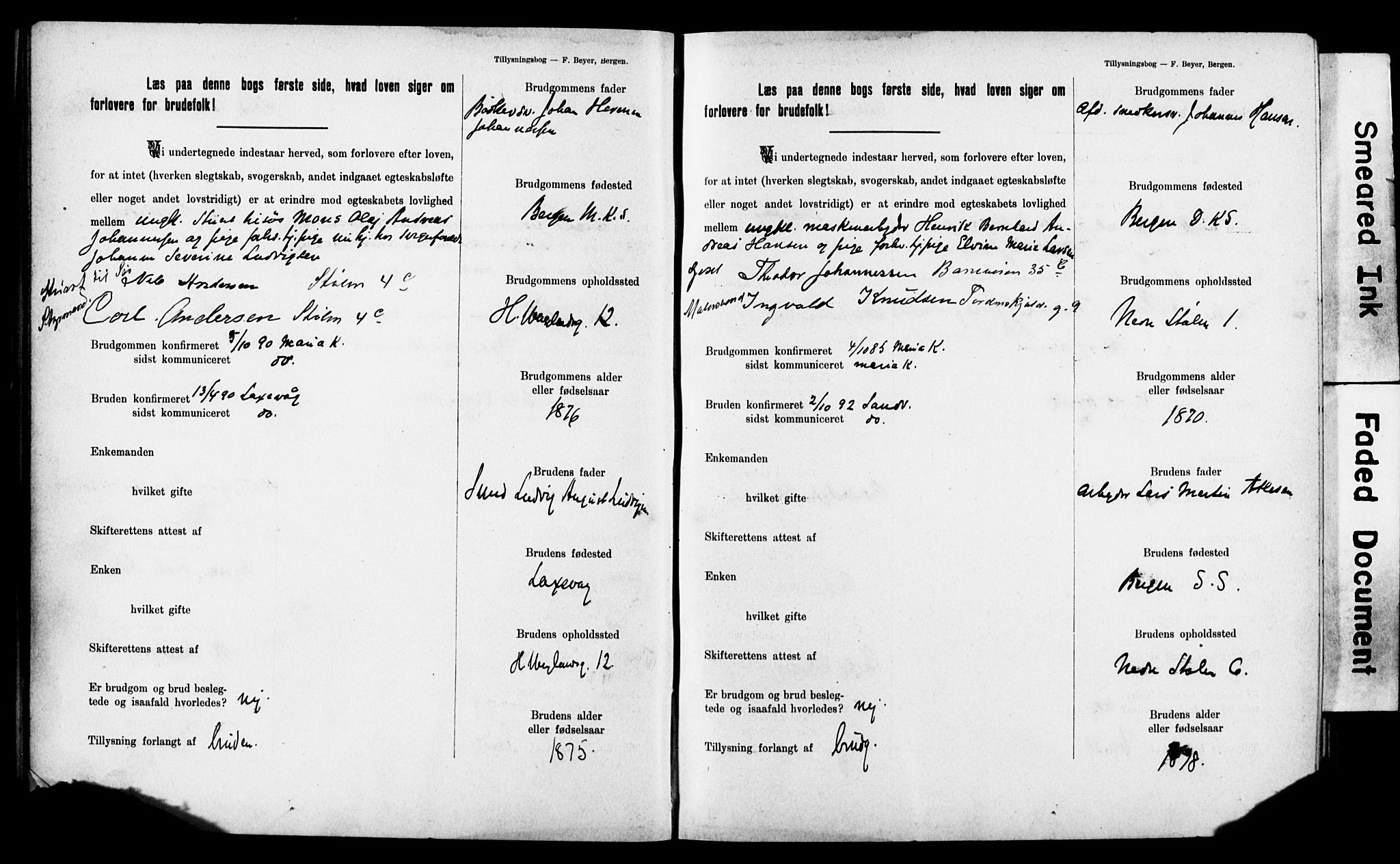 Mariakirken Sokneprestembete, AV/SAB-A-76901: Best man's statements no. II.5.2, 1901-1909, p. 24