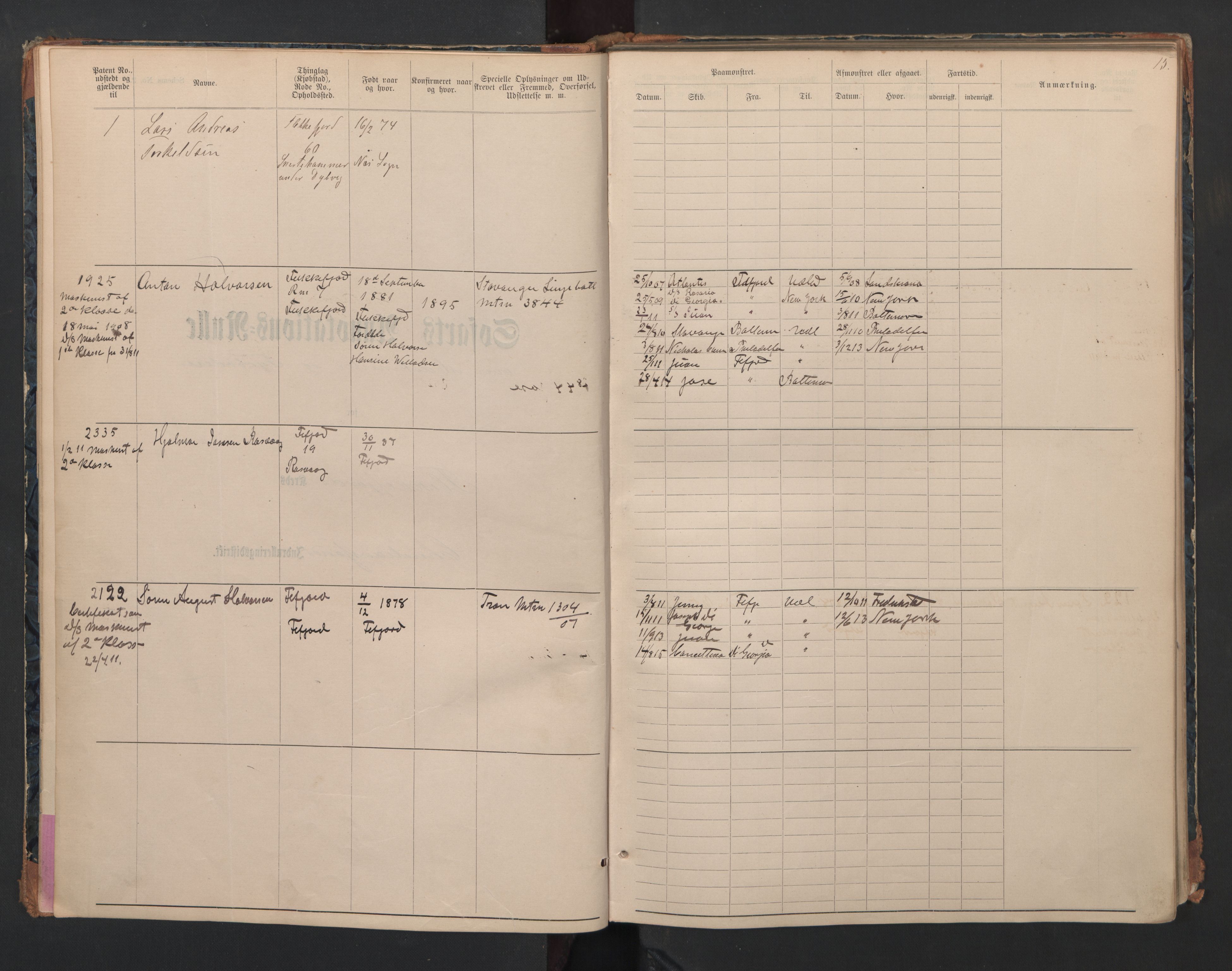 Flekkefjord mønstringskrets, AV/SAK-2031-0018/F/Fb/L0012: Hovedrulle nr 1-144 med register, annotasjonsrulle diverse nr, Æ-9, 1895-1948, p. 13