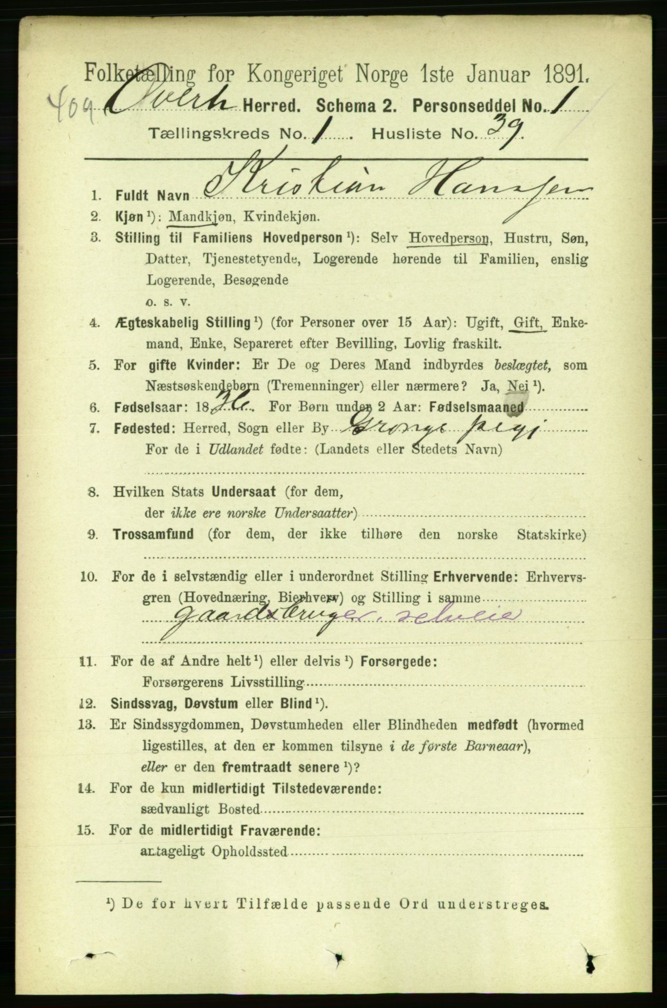 RA, 1891 census for 1744 Overhalla, 1891, p. 317