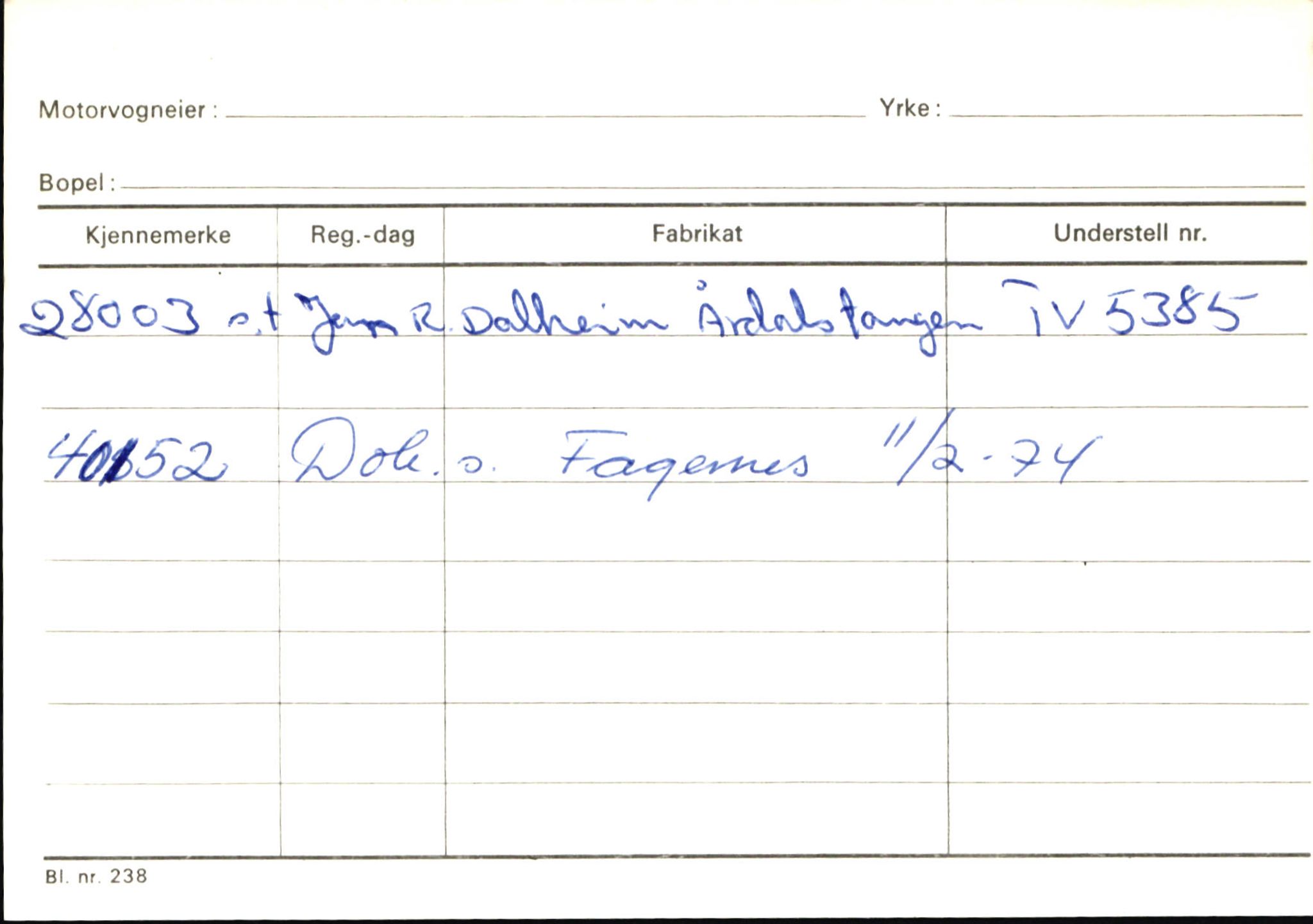 Statens vegvesen, Sogn og Fjordane vegkontor, AV/SAB-A-5301/4/F/L0145: Registerkort Vågsøy S-Å. Årdal I-P, 1945-1975, p. 2385