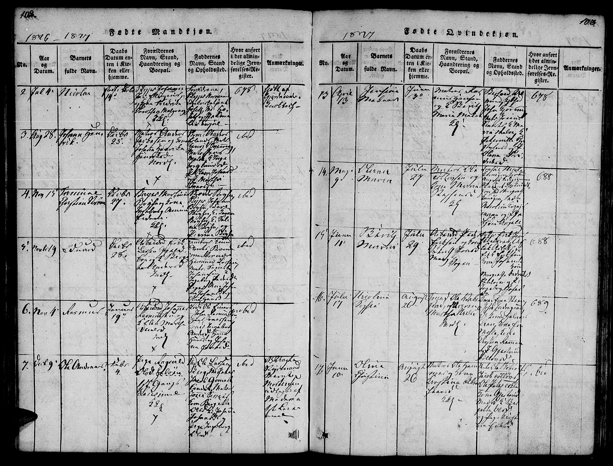 Ministerialprotokoller, klokkerbøker og fødselsregistre - Møre og Romsdal, AV/SAT-A-1454/572/L0842: Parish register (official) no. 572A05, 1819-1832, p. 102-103