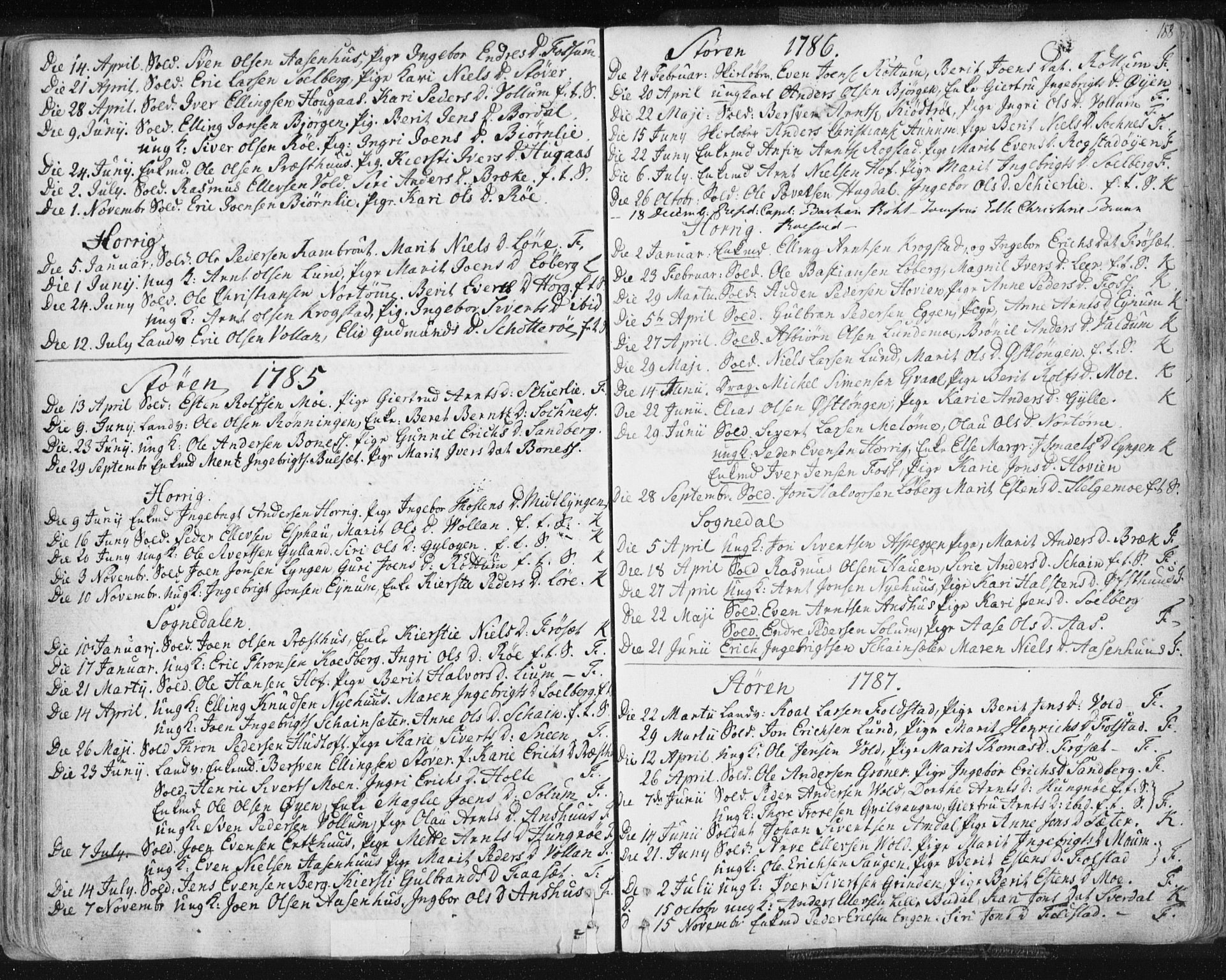 Ministerialprotokoller, klokkerbøker og fødselsregistre - Sør-Trøndelag, SAT/A-1456/687/L0991: Parish register (official) no. 687A02, 1747-1790, p. 188
