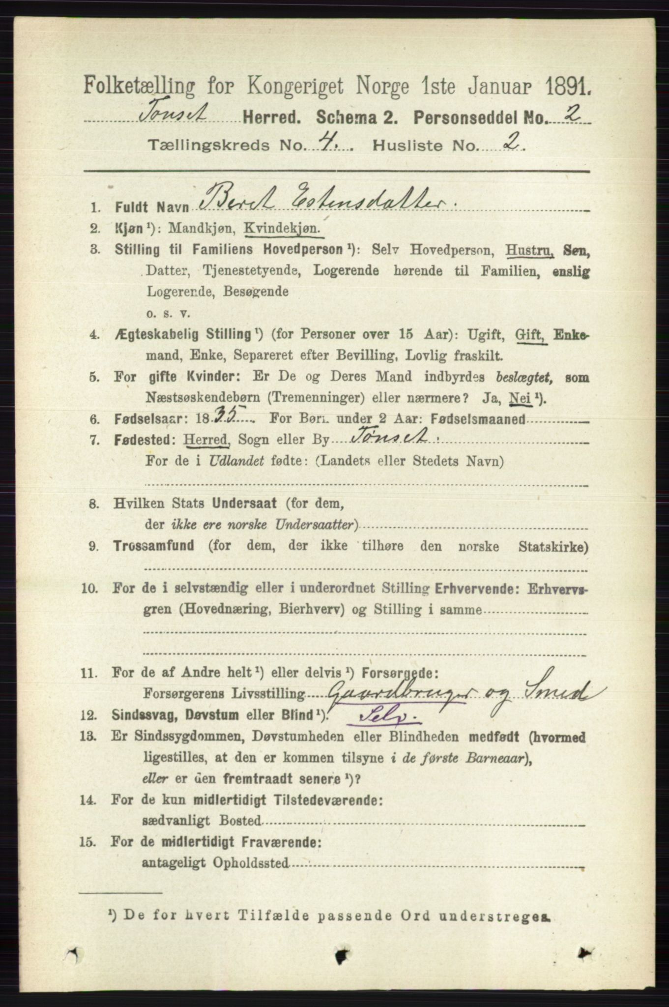 RA, 1891 census for 0437 Tynset, 1891, p. 782