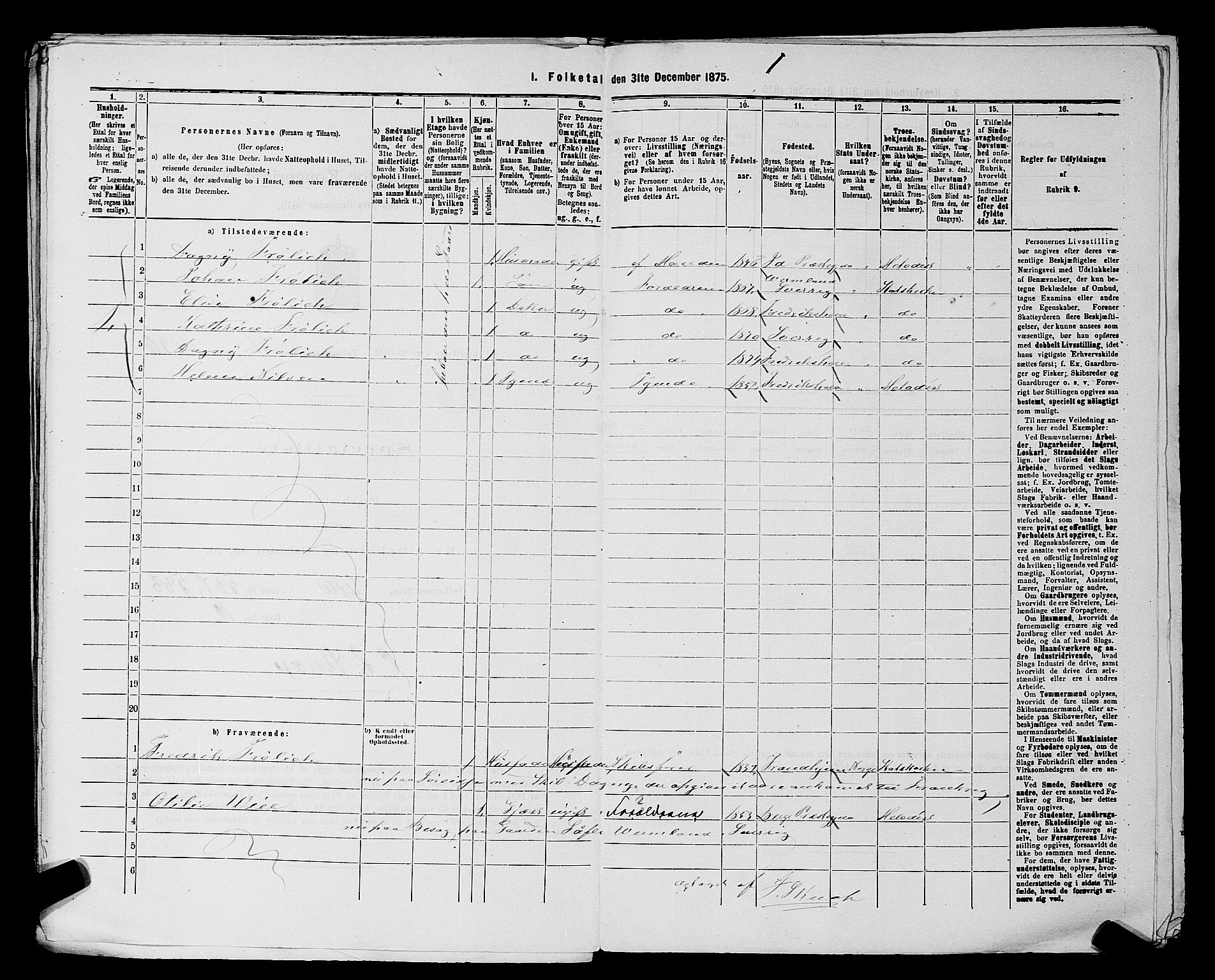 RA, 1875 census for 0101P Fredrikshald, 1875, p. 1045