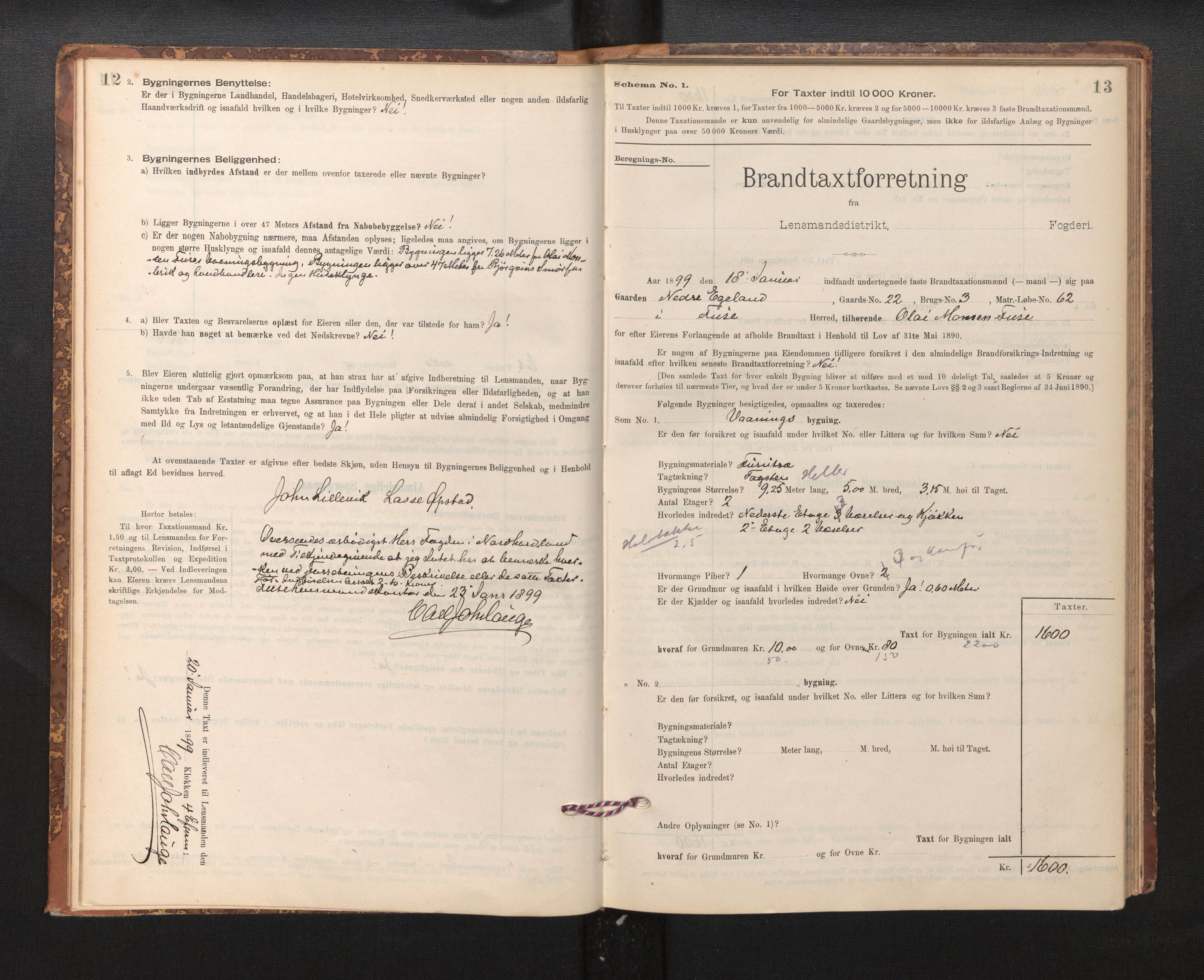 Lensmannen i Fusa, AV/SAB-A-32401/1/0012/L0003: Branntakstprotokoll, skjematakst, 1895-1950, p. 12-13