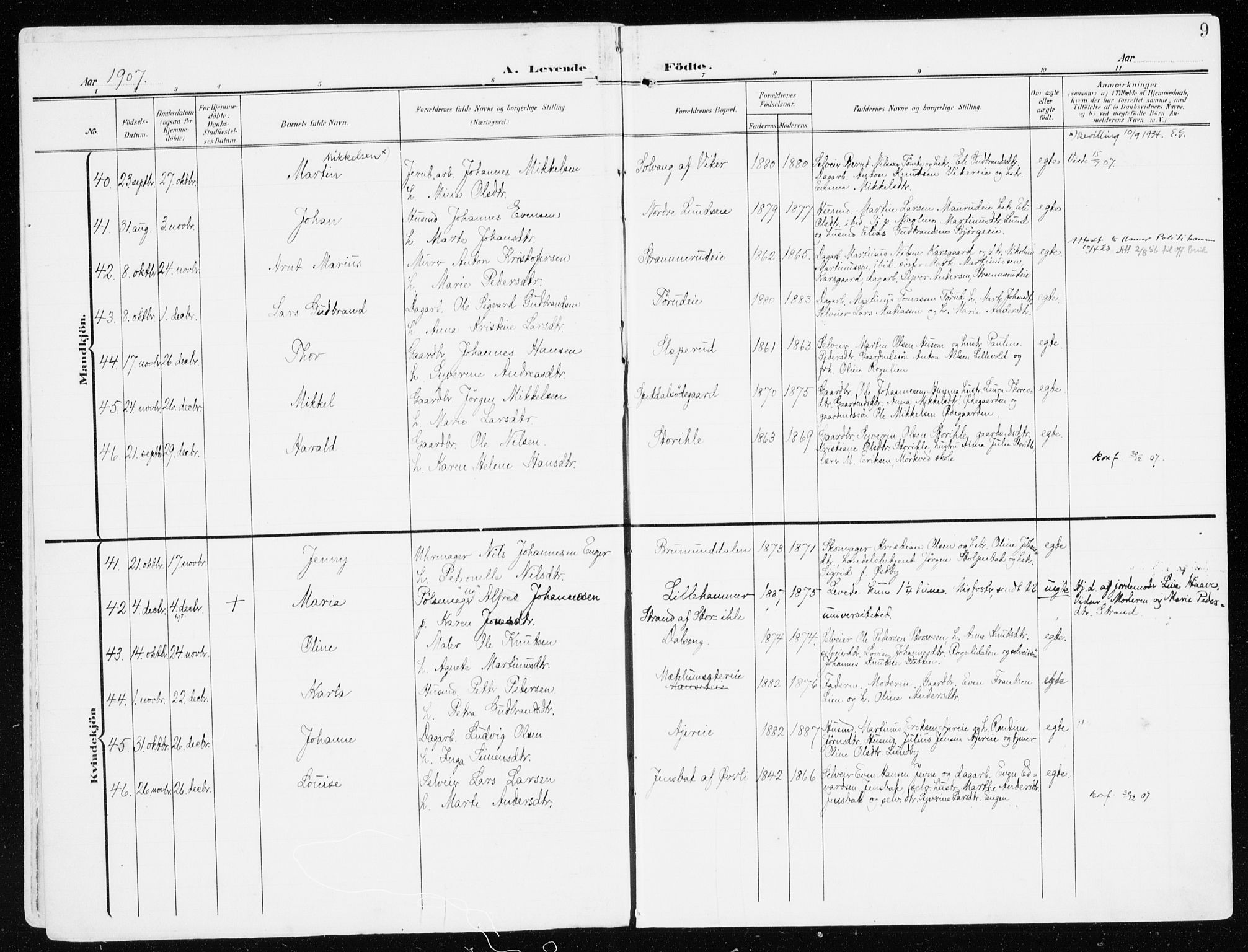 Furnes prestekontor, SAH/PREST-012/K/Ka/L0001: Parish register (official) no. 1, 1907-1935, p. 9