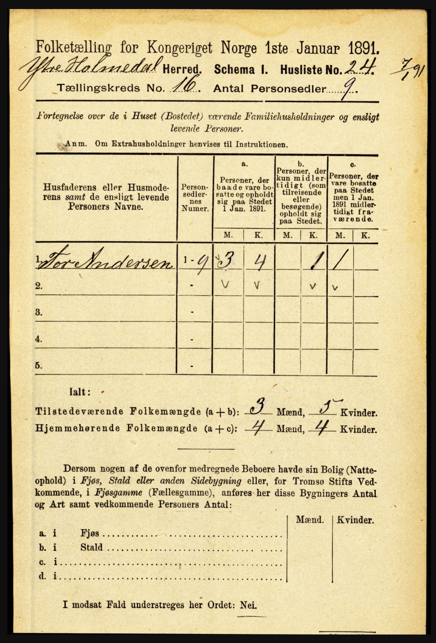 RA, 1891 census for 1429 Ytre Holmedal, 1891, p. 4220