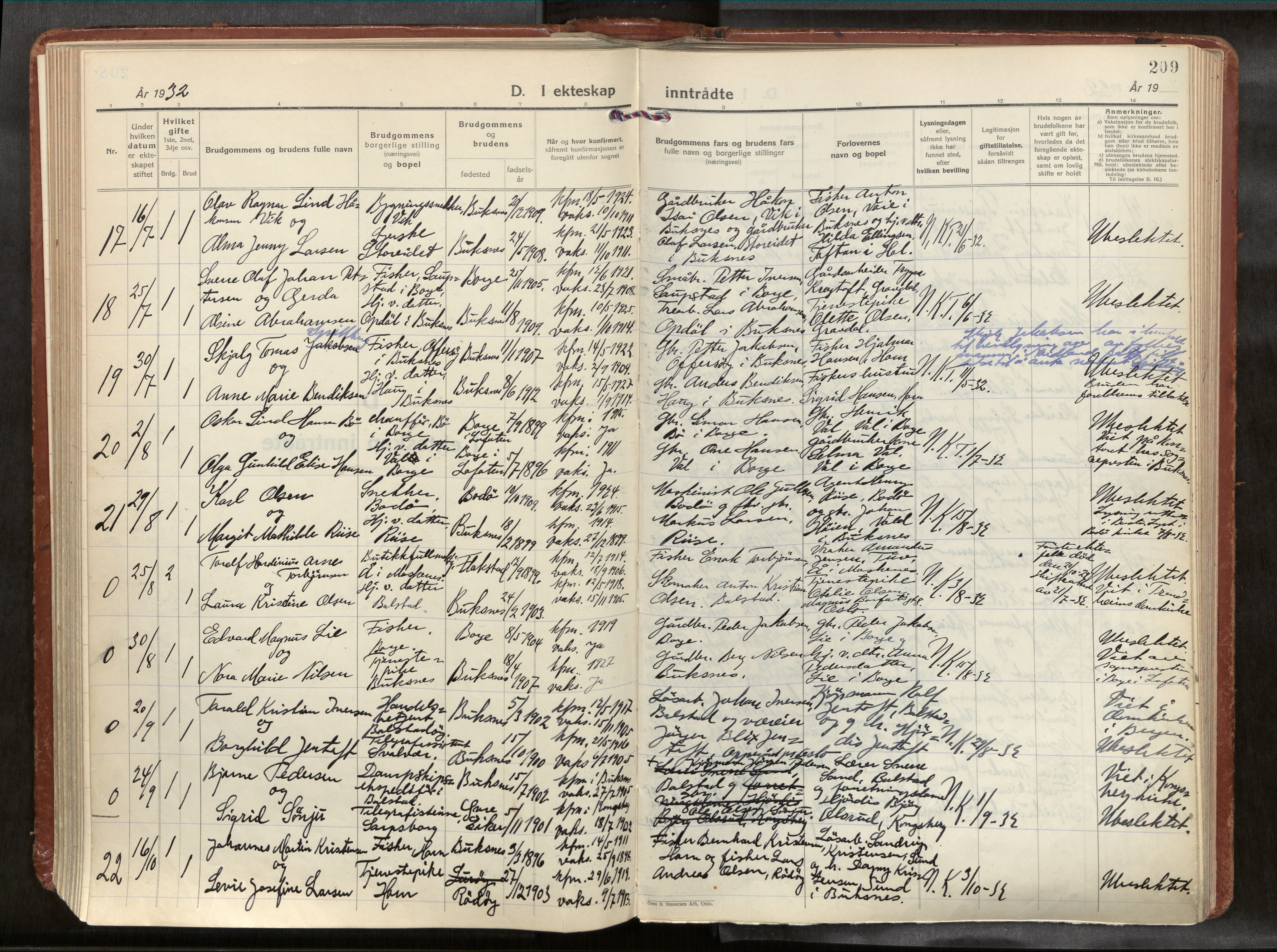 Ministerialprotokoller, klokkerbøker og fødselsregistre - Nordland, AV/SAT-A-1459/881/L1161: Parish register (official) no. 881A14, 1932-1955, p. 209