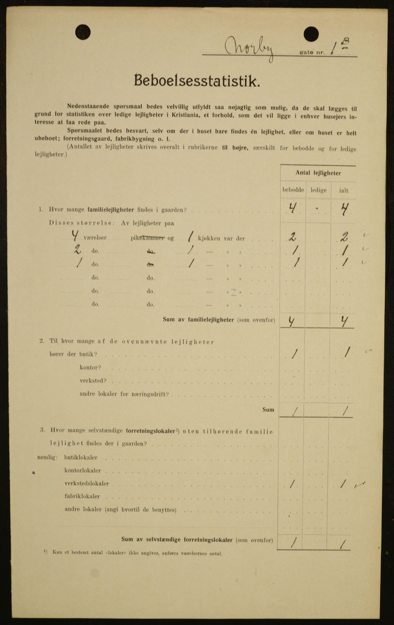 OBA, Municipal Census 1909 for Kristiania, 1909, p. 64654