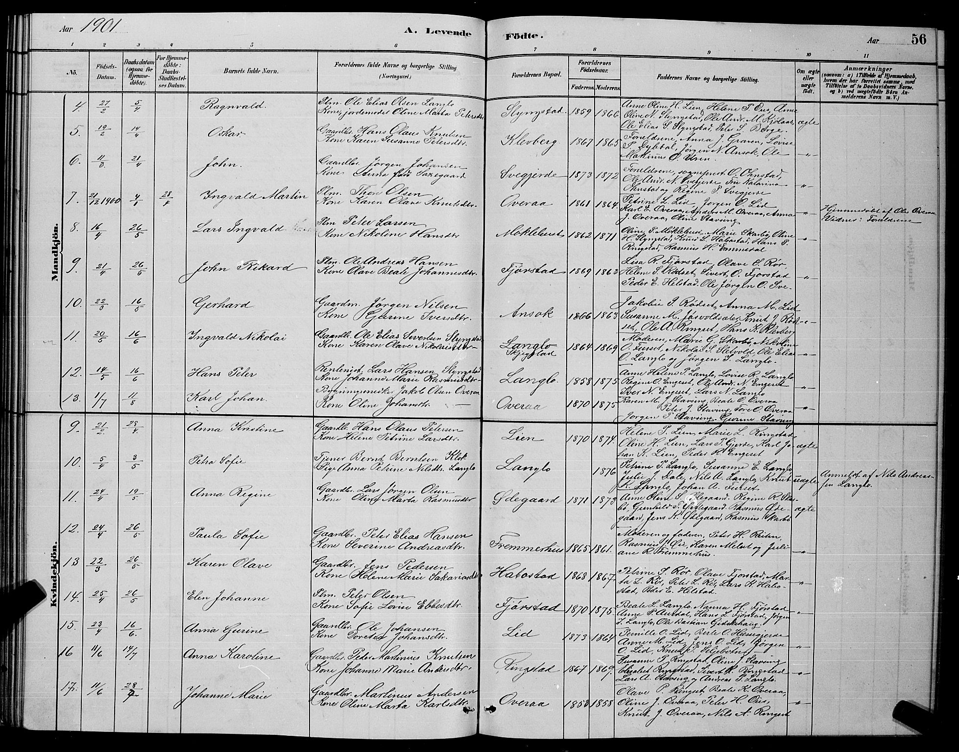 Ministerialprotokoller, klokkerbøker og fødselsregistre - Møre og Romsdal, AV/SAT-A-1454/520/L0292: Parish register (copy) no. 520C04, 1882-1901, p. 56