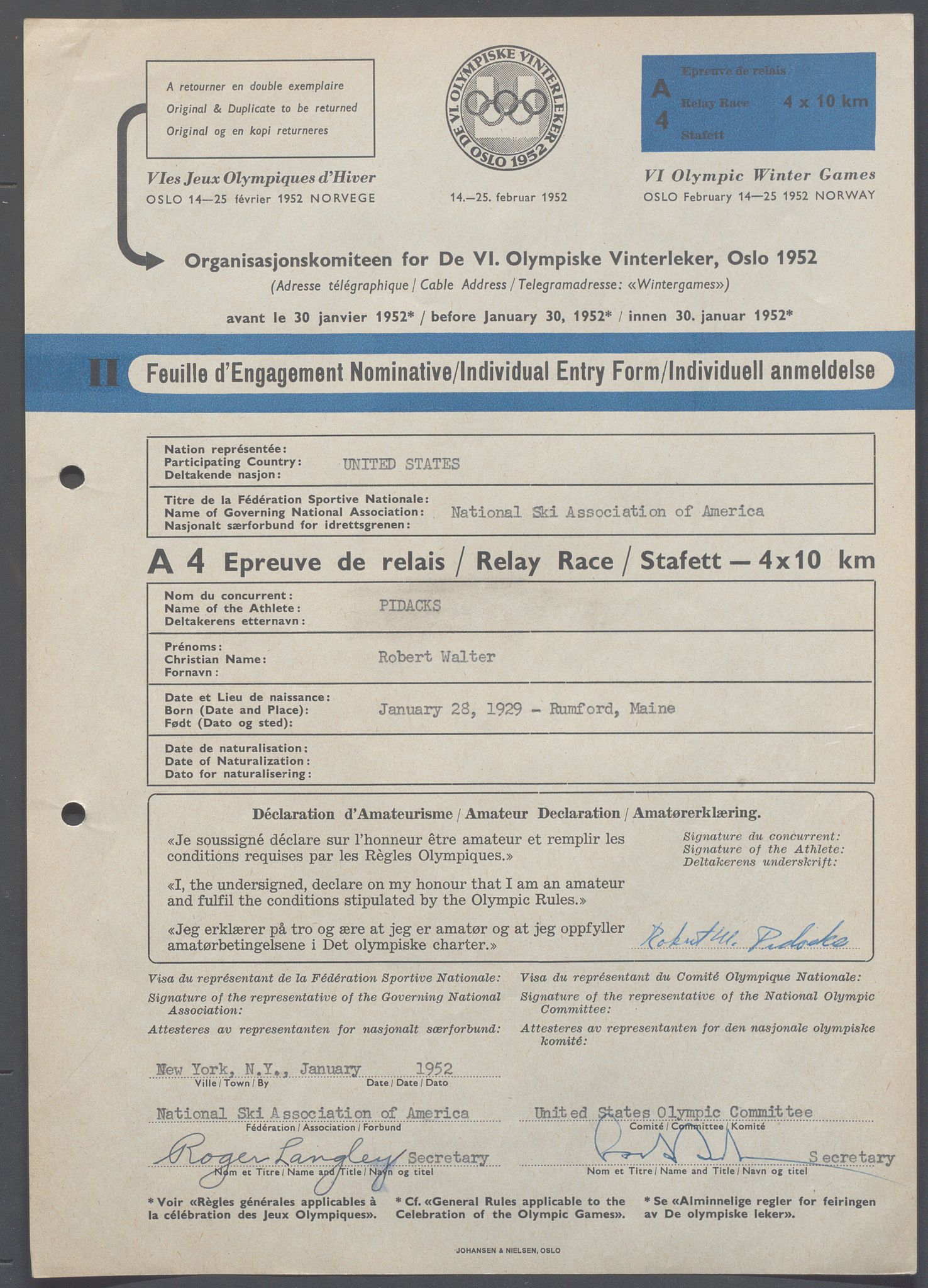 Organisasjonskomiteen for de VI. olympiske vinterleker, OBA/A-20130/H/Ha, 1951-1952, p. 200