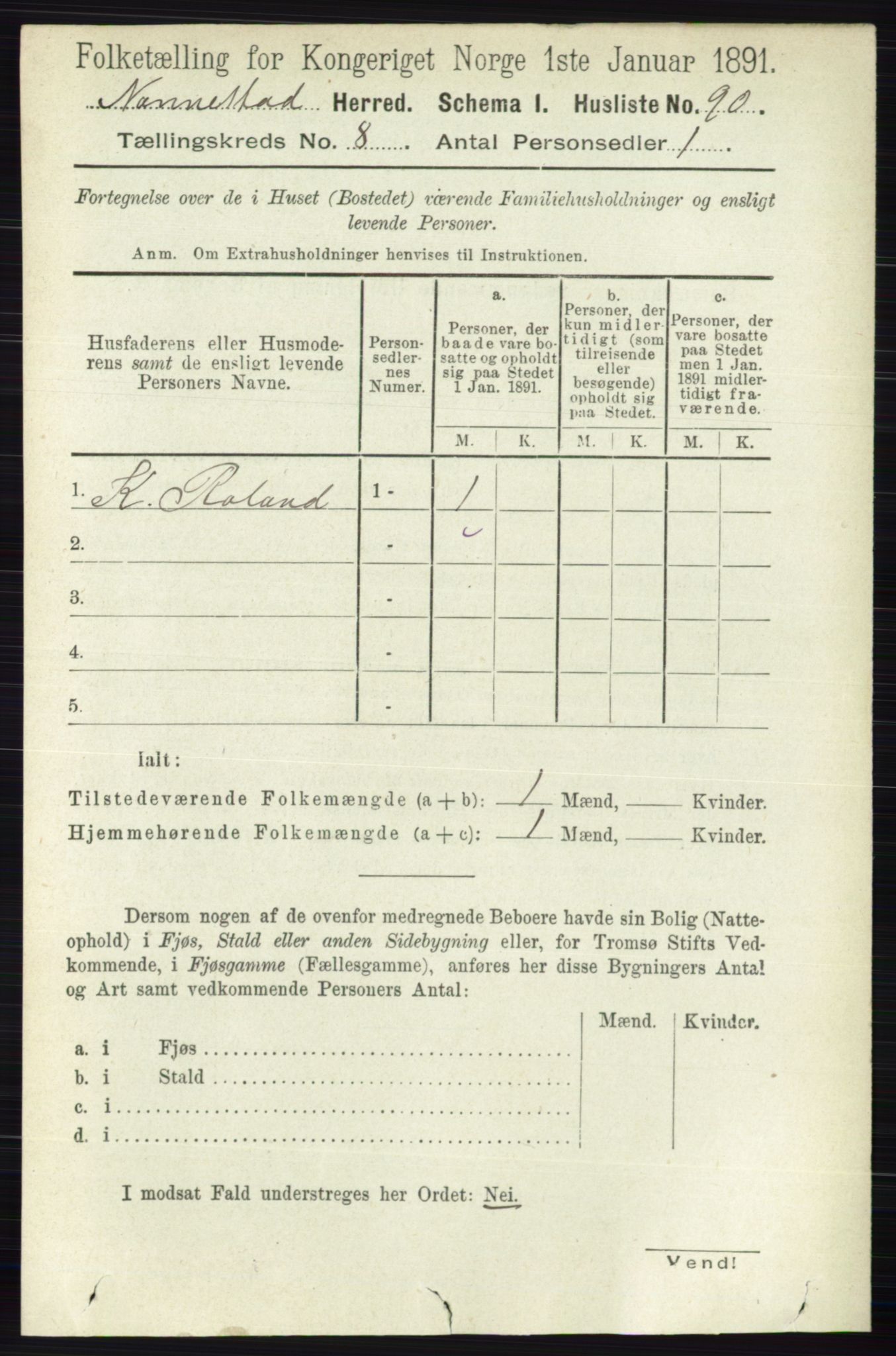 RA, 1891 census for 0238 Nannestad, 1891, p. 4422