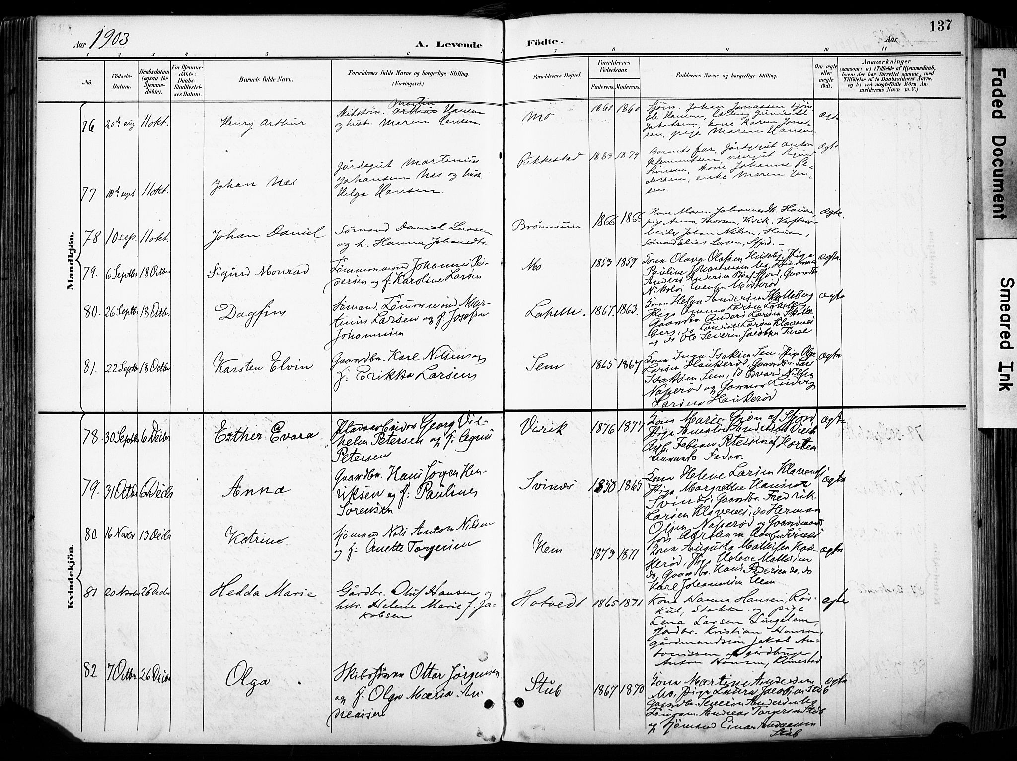 Sandar kirkebøker, SAKO/A-243/F/Fa/L0014: Parish register (official) no. 14, 1896-1909, p. 137