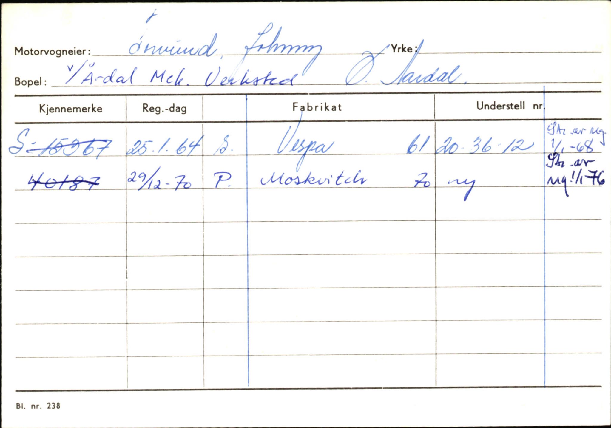 Statens vegvesen, Sogn og Fjordane vegkontor, AV/SAB-A-5301/4/F/L0146: Registerkort Årdal R-Å samt diverse kort, 1945-1975, p. 955