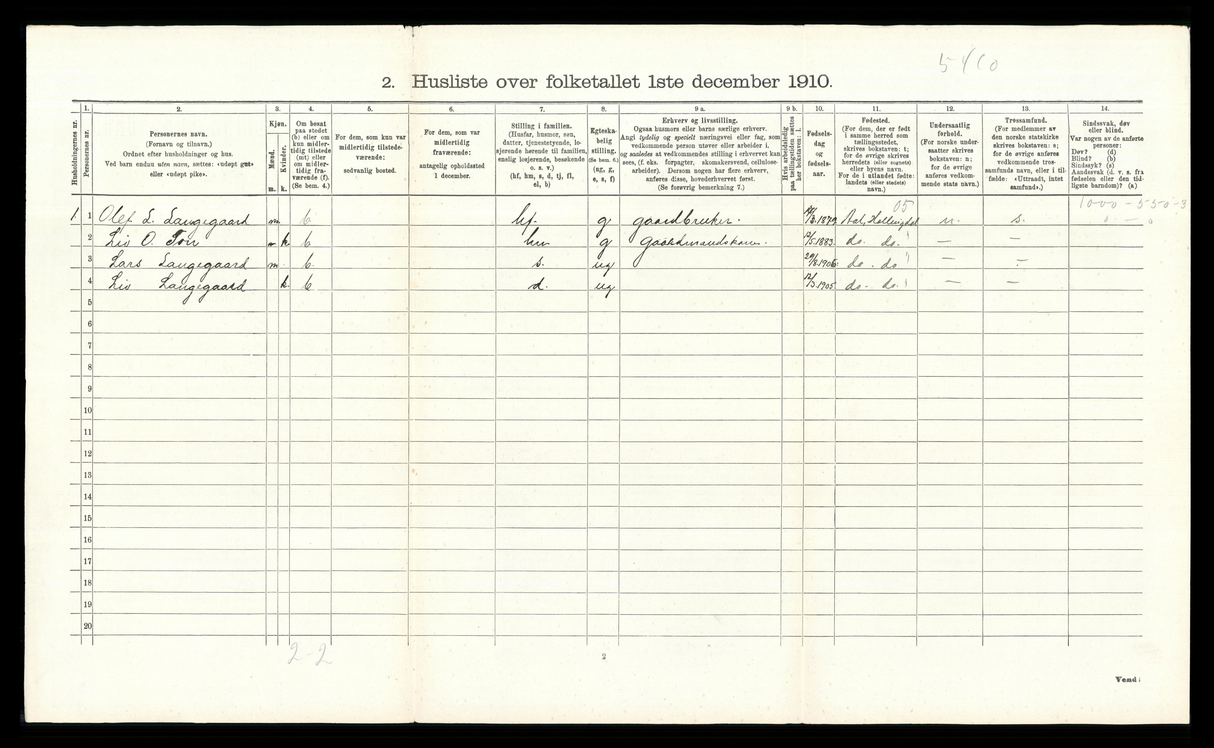 RA, 1910 census for Øvre Eiker, 1910, p. 2432