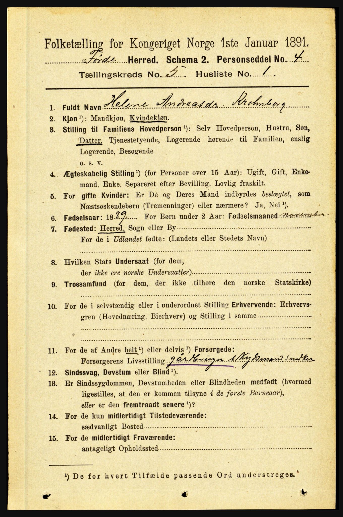 RA, 1891 census for 1432 Førde, 1891, p. 1437