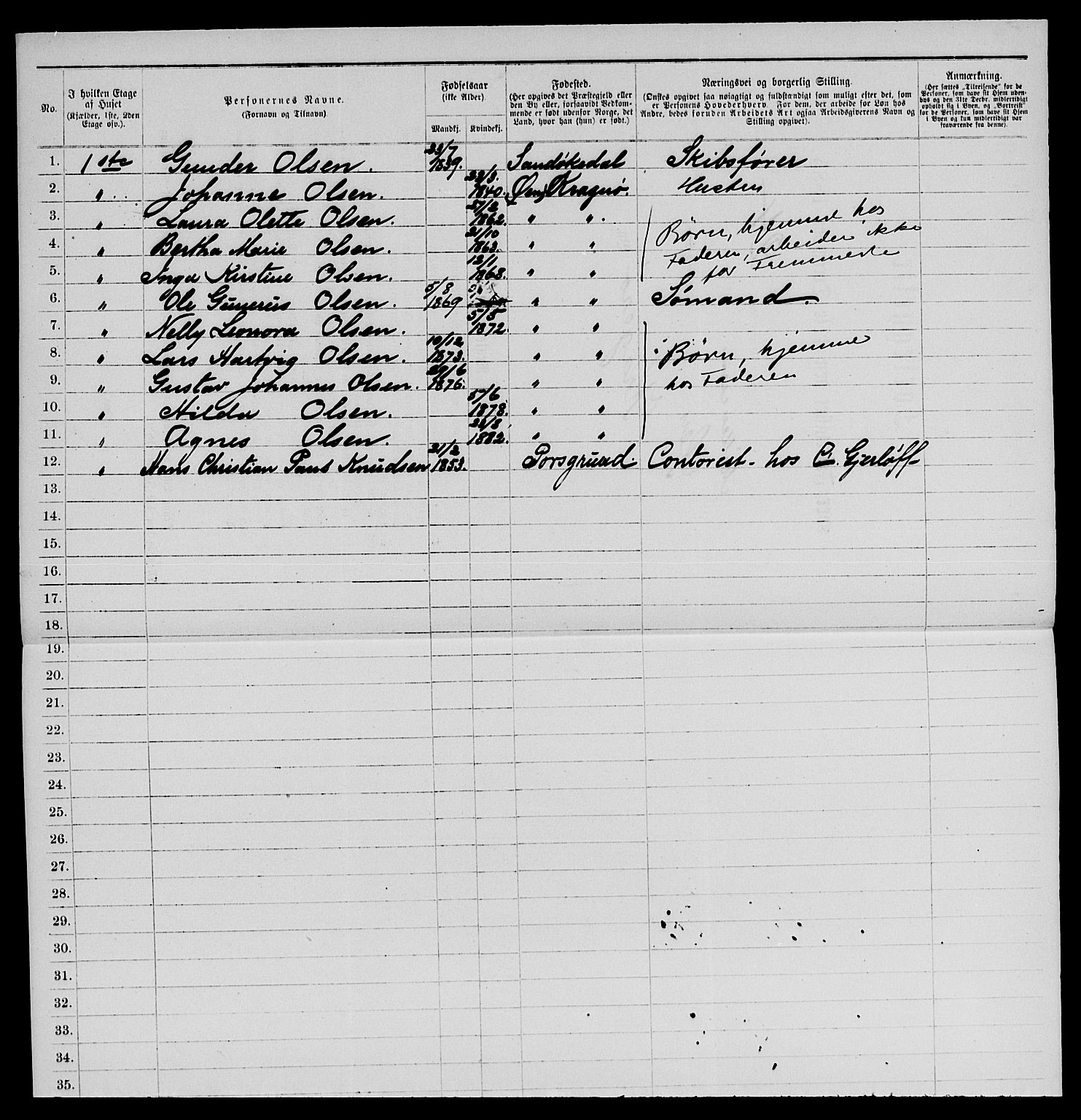 SAKO, 1885 census for 0801 Kragerø, 1885, p. 508