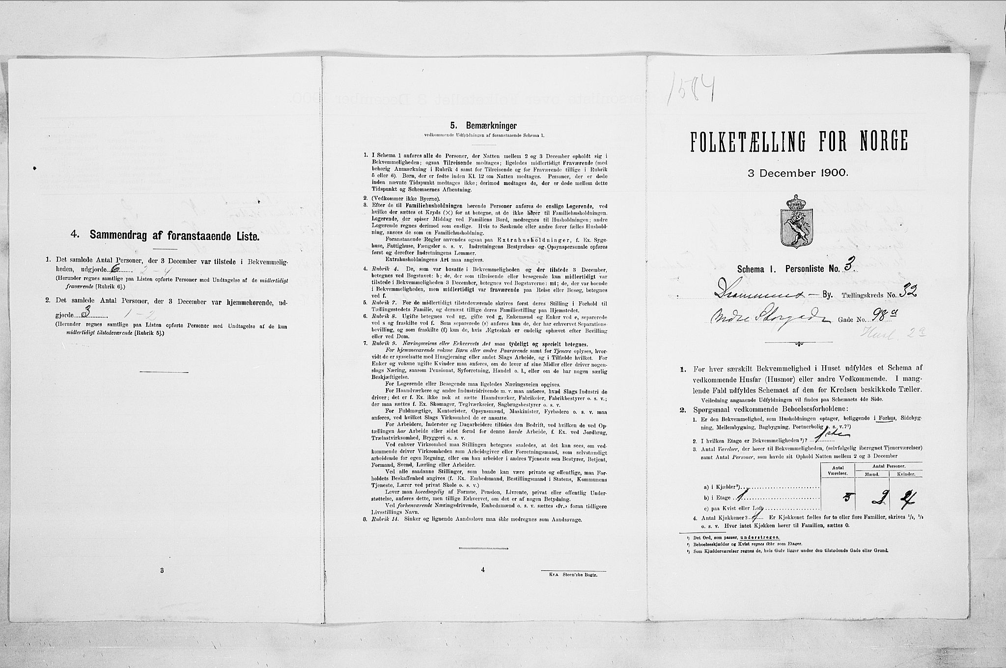 RA, 1900 census for Drammen, 1900, p. 5343