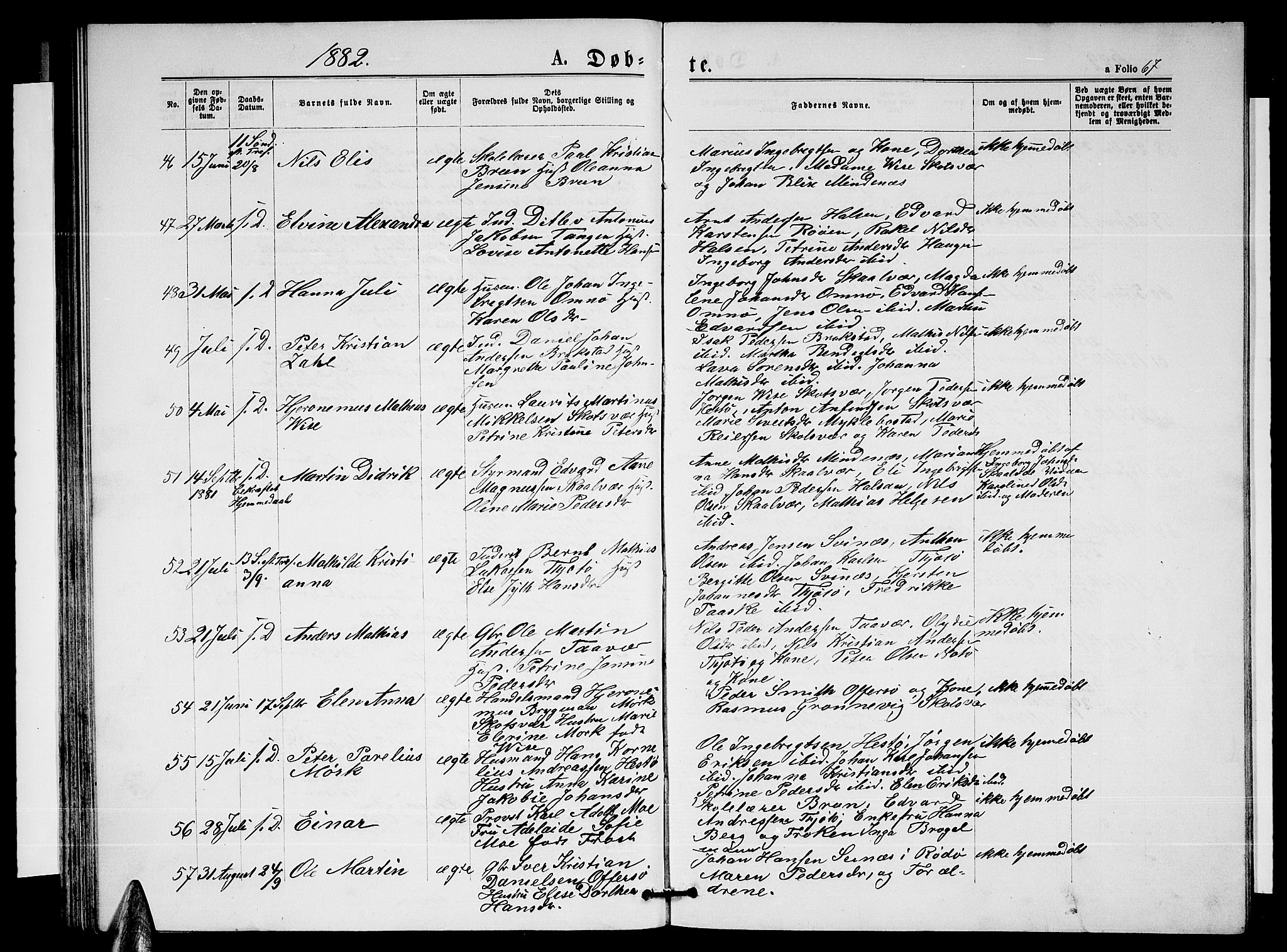 Ministerialprotokoller, klokkerbøker og fødselsregistre - Nordland, AV/SAT-A-1459/817/L0267: Parish register (copy) no. 817C02, 1870-1883, p. 67