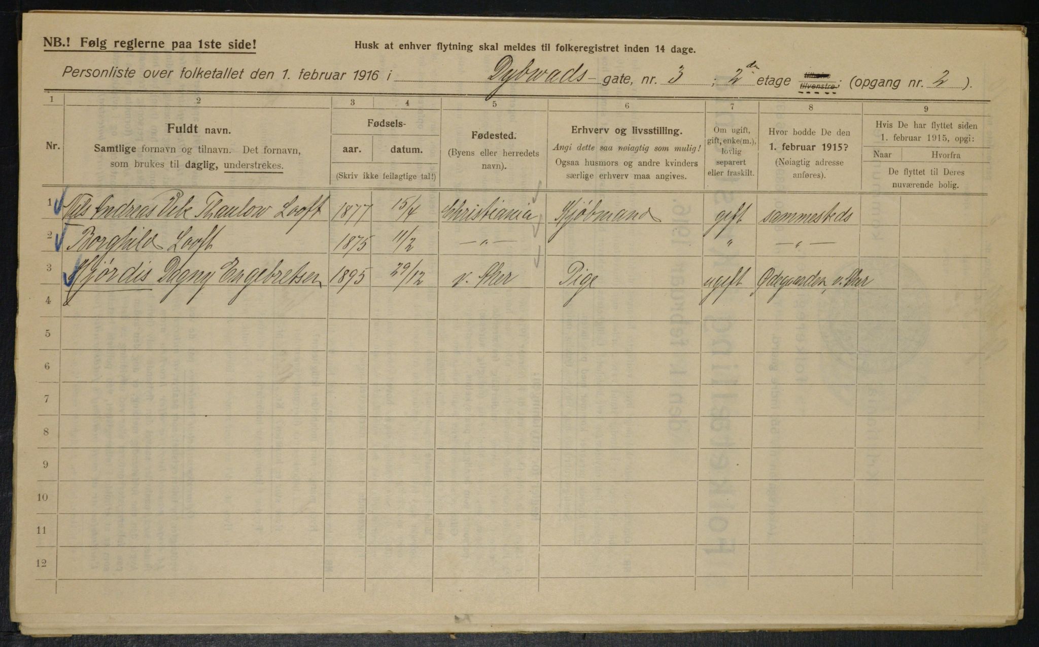 OBA, Municipal Census 1916 for Kristiania, 1916, p. 17555