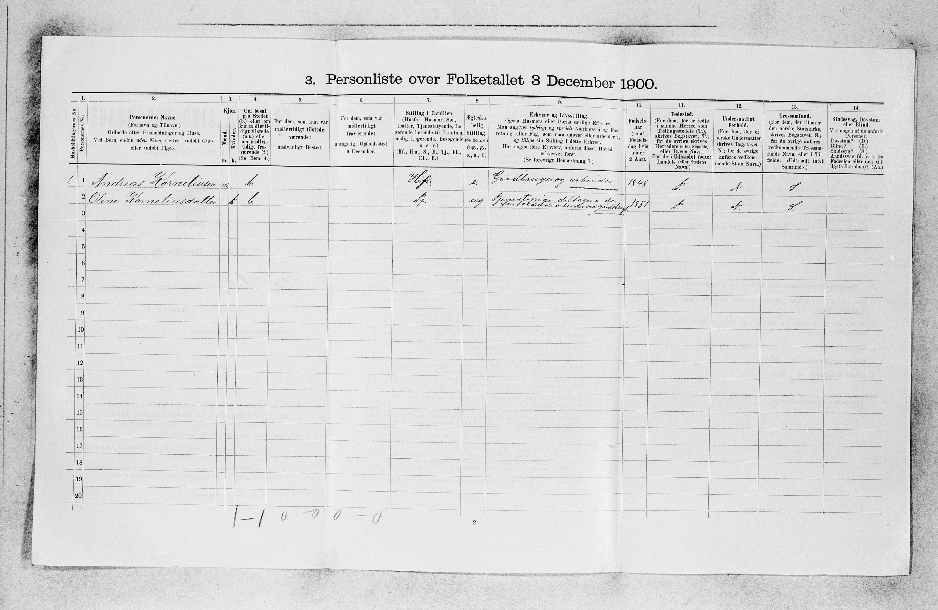 SAB, 1900 census for Ytre Holmedal, 1900, p. 1053