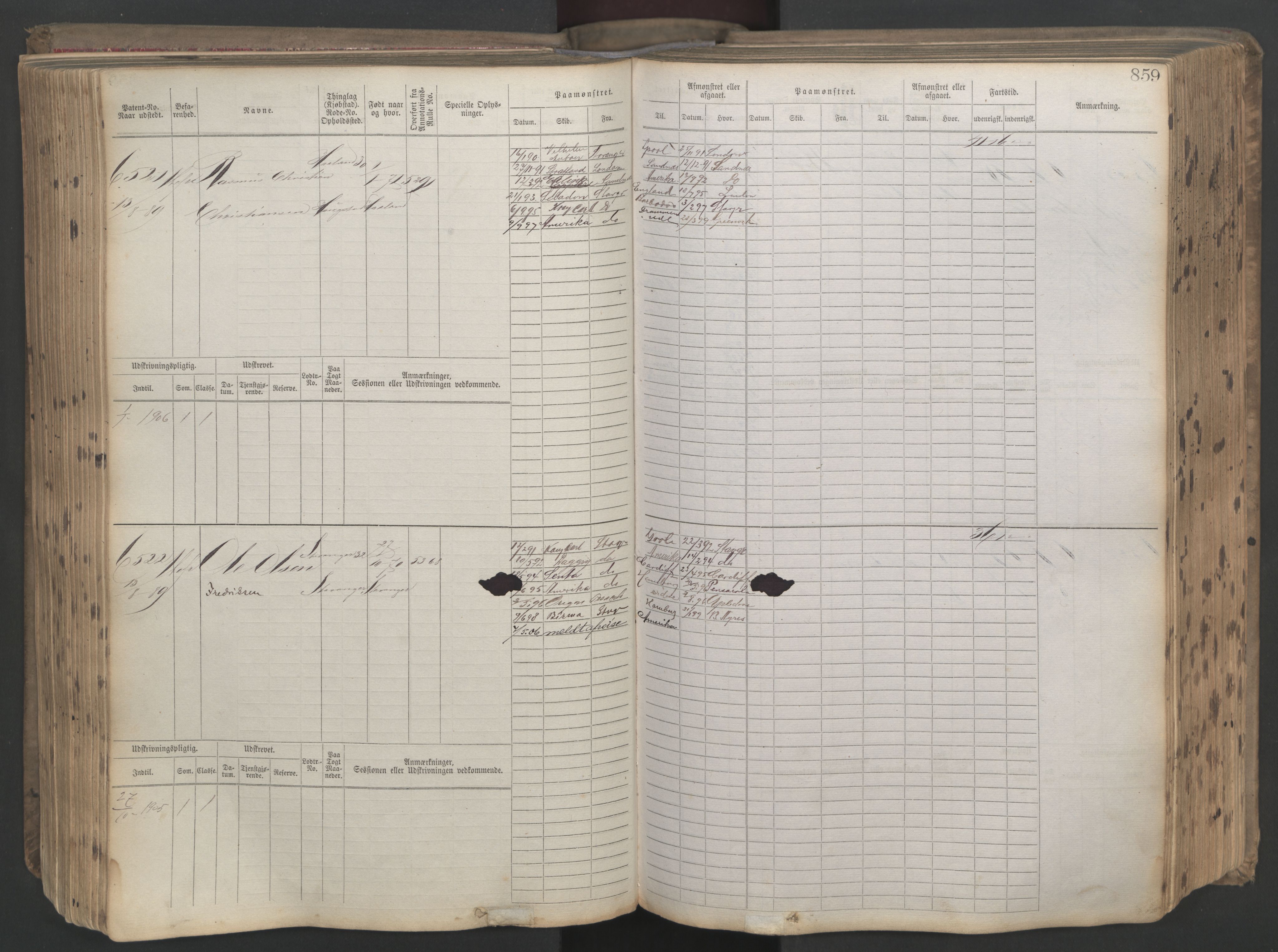 Stavanger sjømannskontor, AV/SAST-A-102006/F/Fb/Fbb/L0021: Sjøfartshovedrulle patnentnr. 6005-7204 (dublett), 1887, p. 263