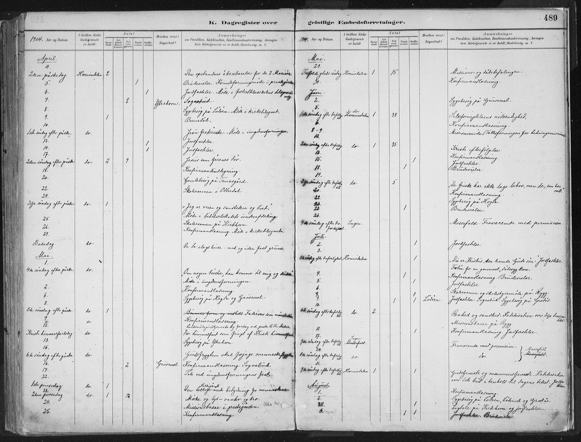 Hornindal sokneprestembete, AV/SAB-A-82401/H/Haa/Haaa/L0003/0002: Parish register (official) no. A 3B, 1885-1917, p. 489