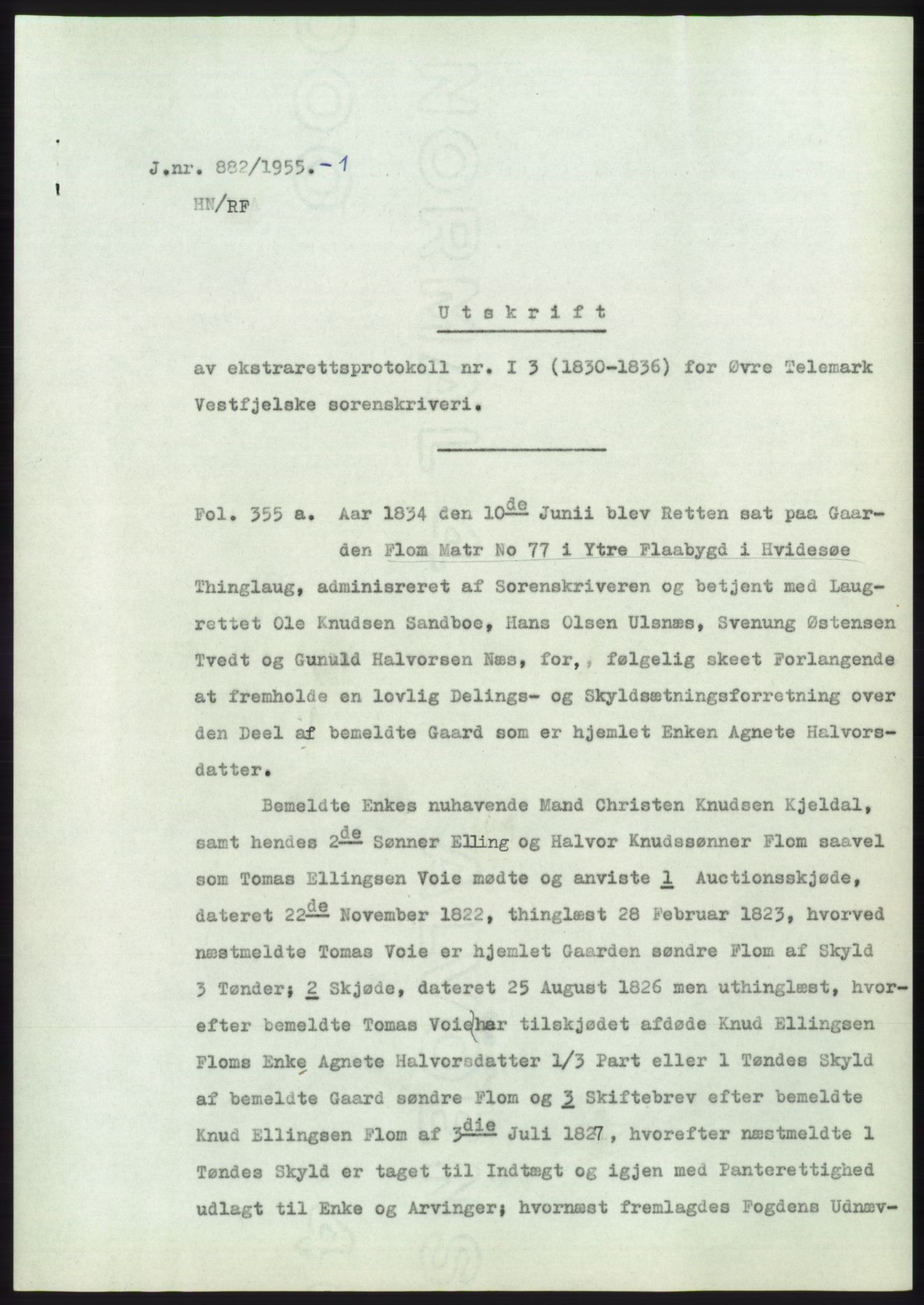 Statsarkivet i Kongsberg, AV/SAKO-A-0001/E/Ee/L0004: Avskrifter, SAO jnr. 802/1955 - 1192/1955, 1955, p. 84