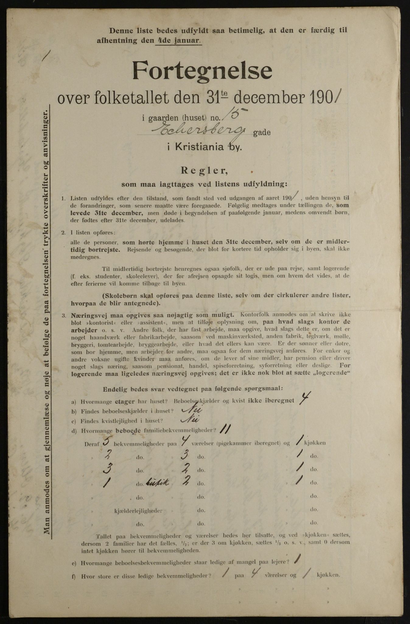 OBA, Municipal Census 1901 for Kristiania, 1901, p. 2968