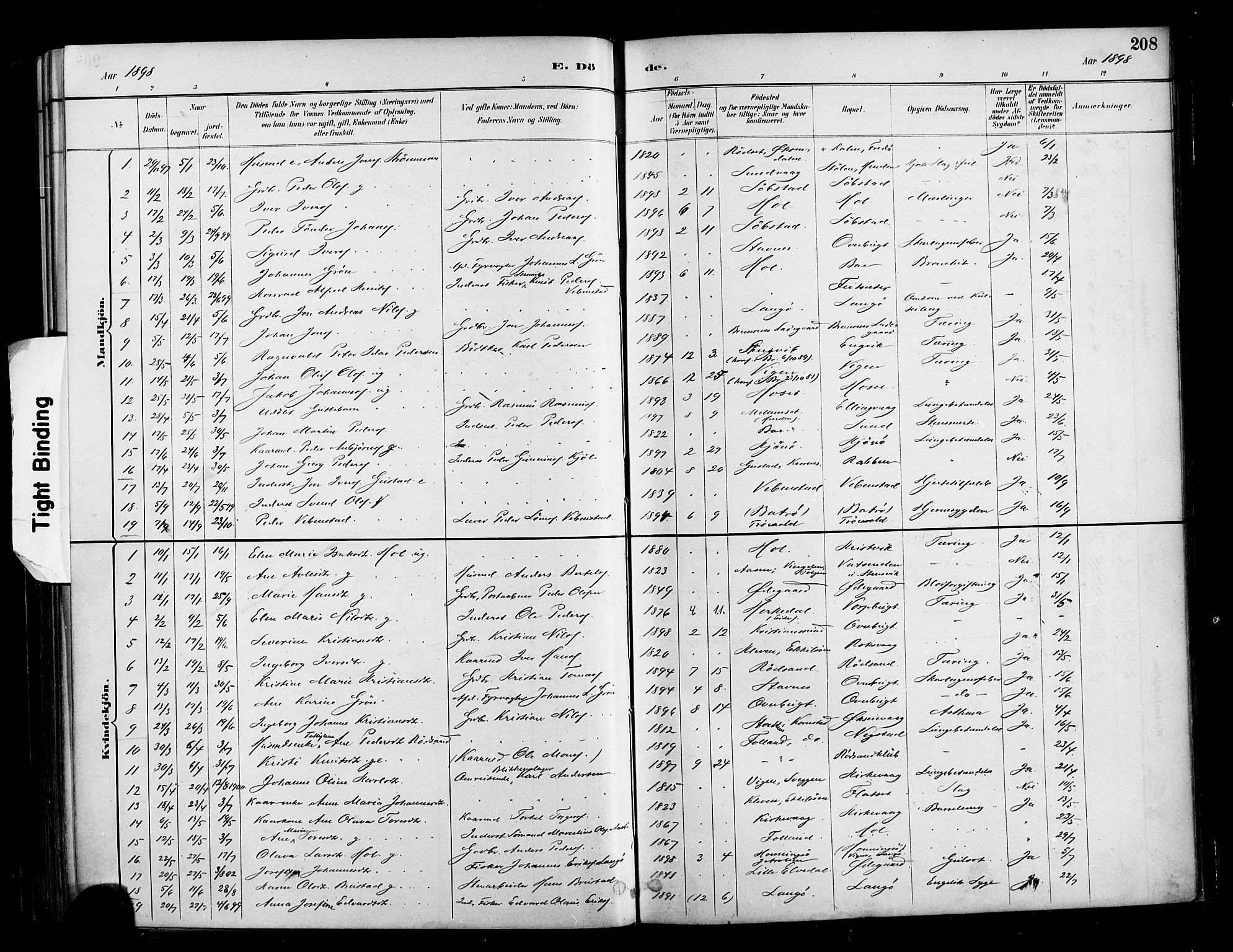 Ministerialprotokoller, klokkerbøker og fødselsregistre - Møre og Romsdal, SAT/A-1454/569/L0819: Parish register (official) no. 569A05, 1885-1899, p. 208