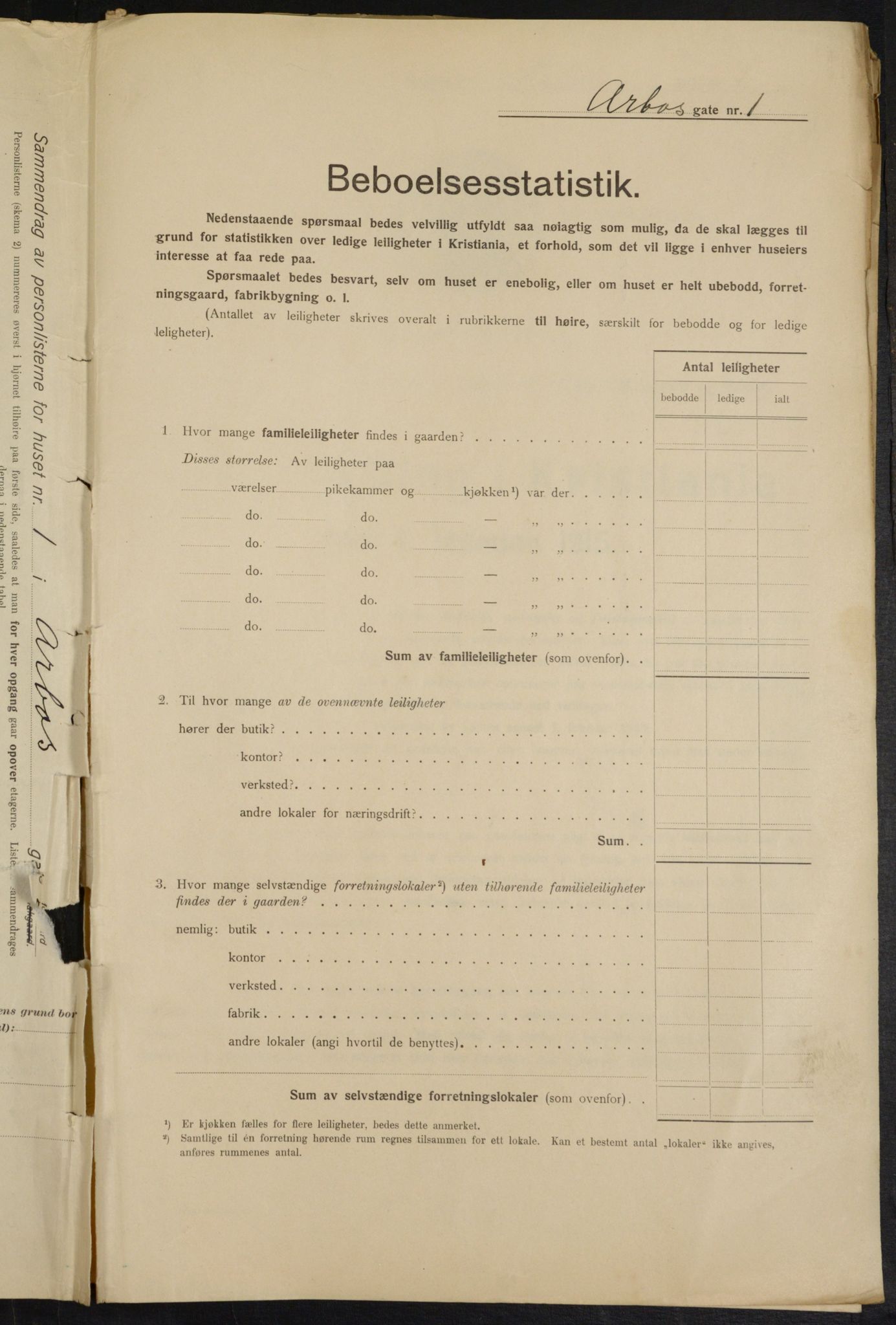 OBA, Municipal Census 1915 for Kristiania, 1915, p. 1655