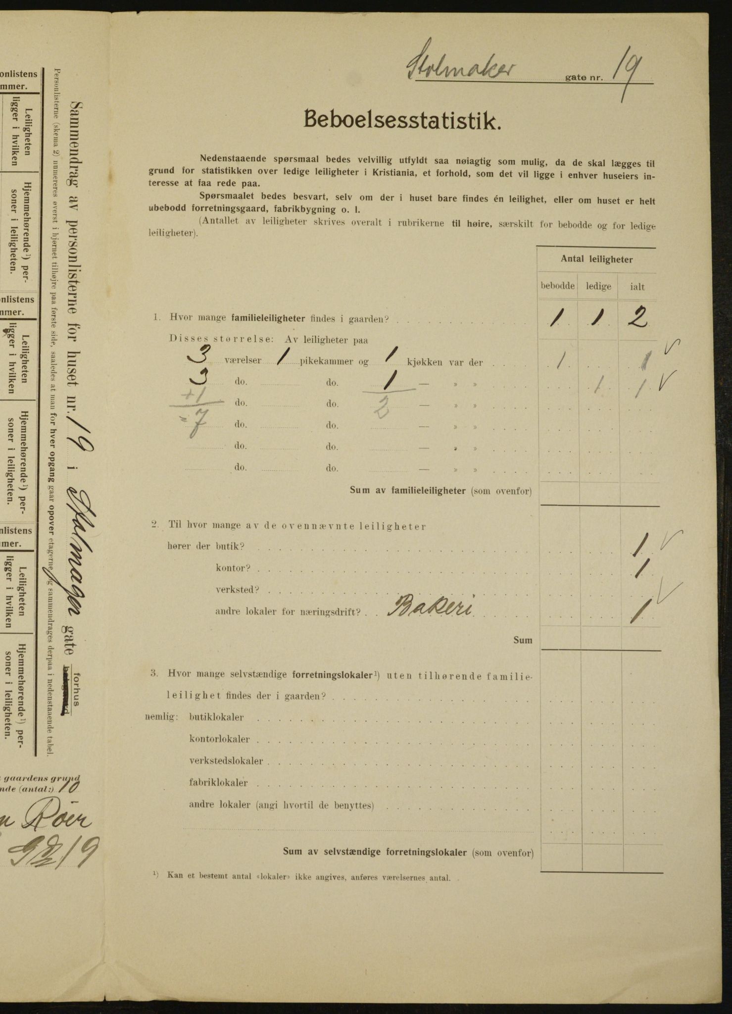 OBA, Municipal Census 1910 for Kristiania, 1910, p. 97696