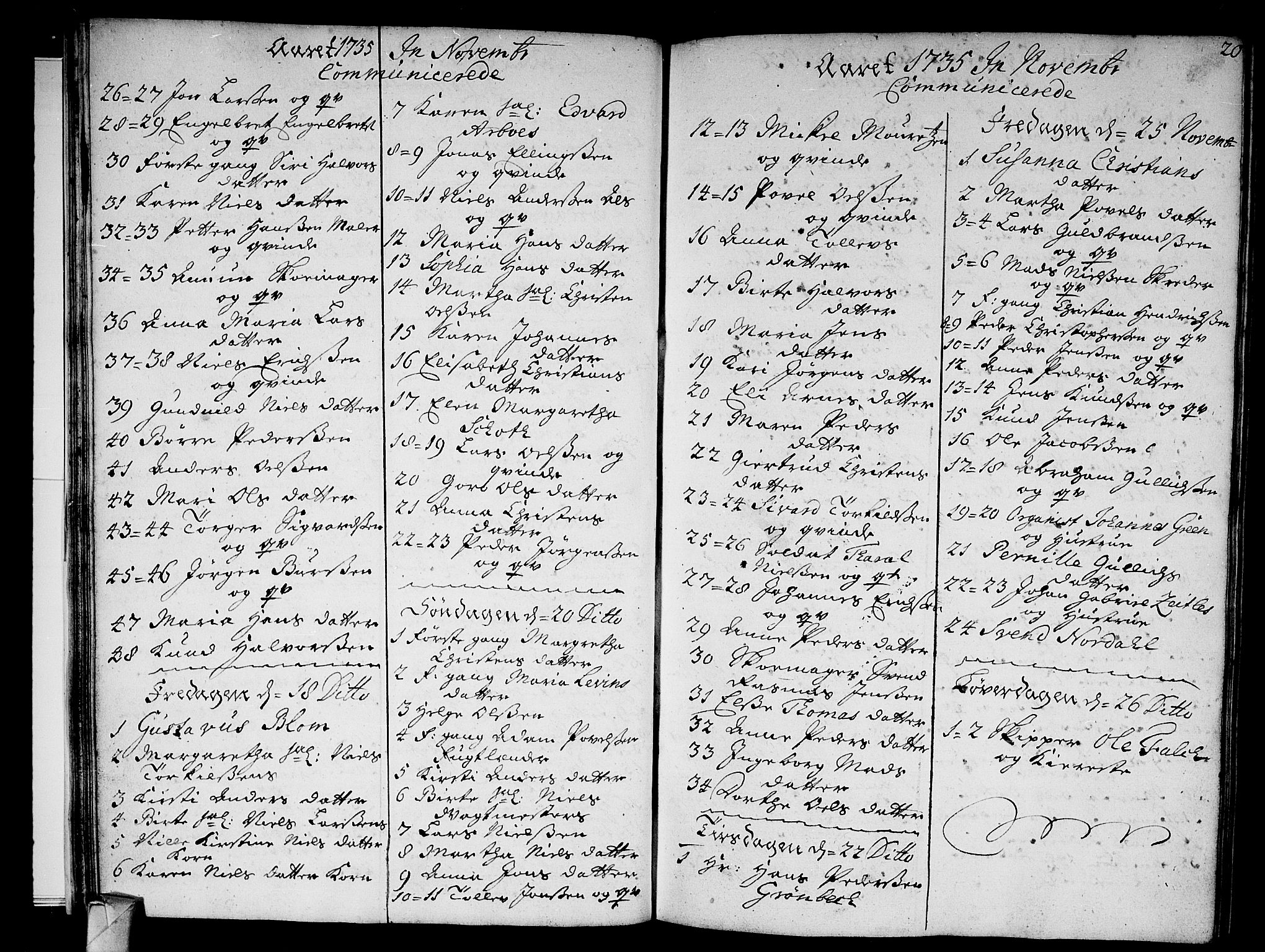 Strømsø kirkebøker, AV/SAKO-A-246/F/Fa/L0005: Parish register (official) no. I 5, 1734-1739, p. 20