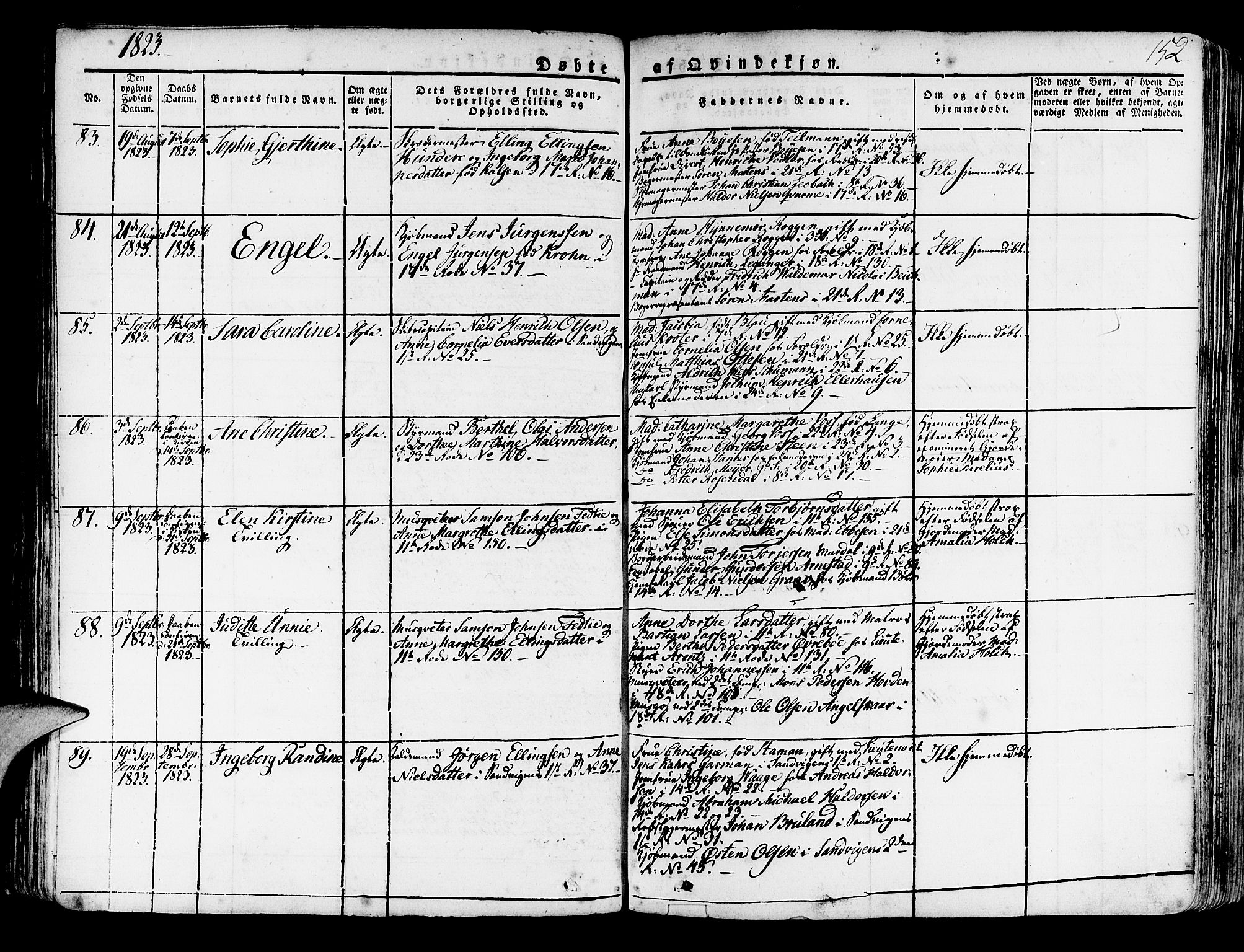 Korskirken sokneprestembete, AV/SAB-A-76101/H/Haa/L0014: Parish register (official) no. A 14, 1823-1835, p. 152