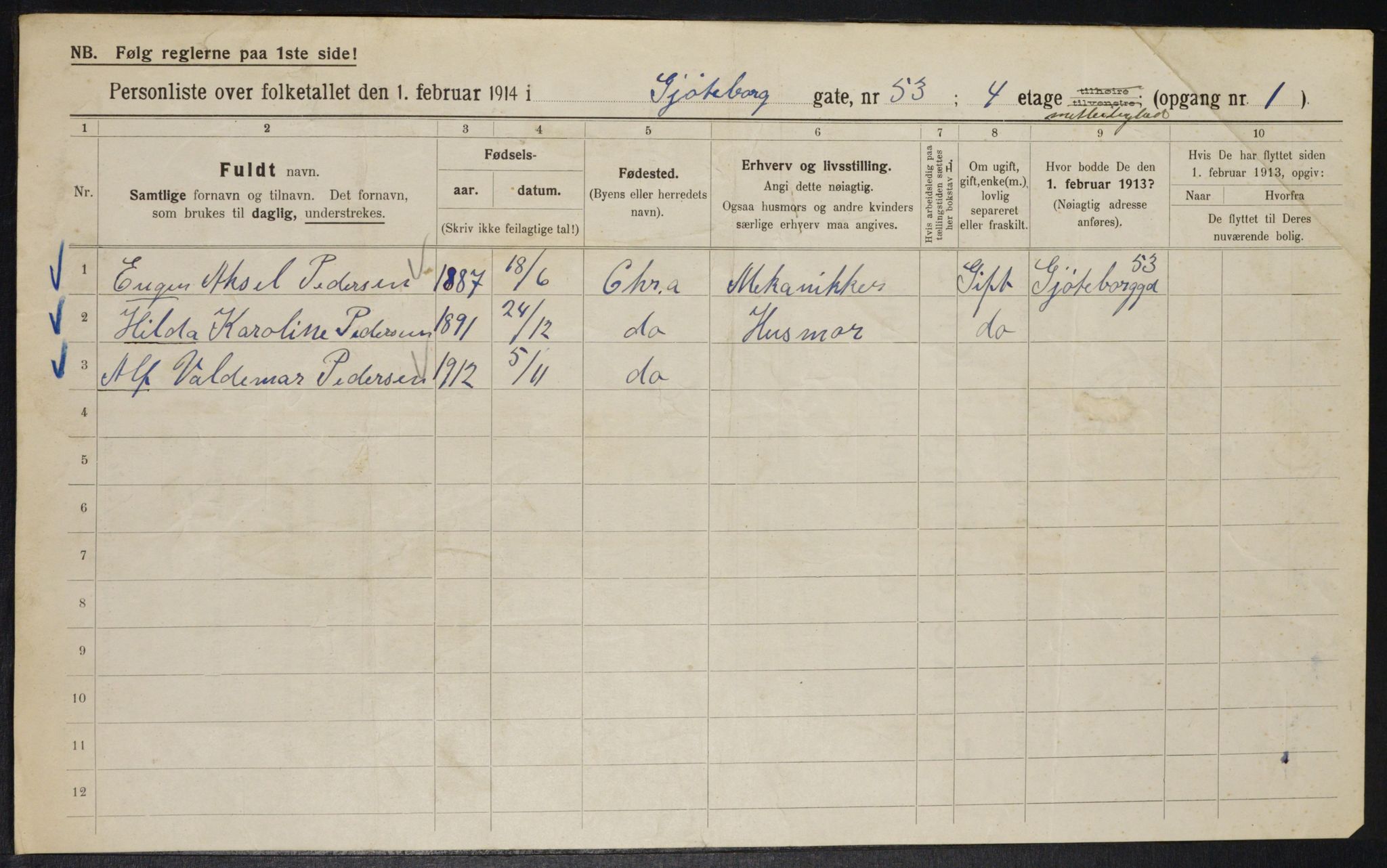 OBA, Municipal Census 1914 for Kristiania, 1914, p. 33365