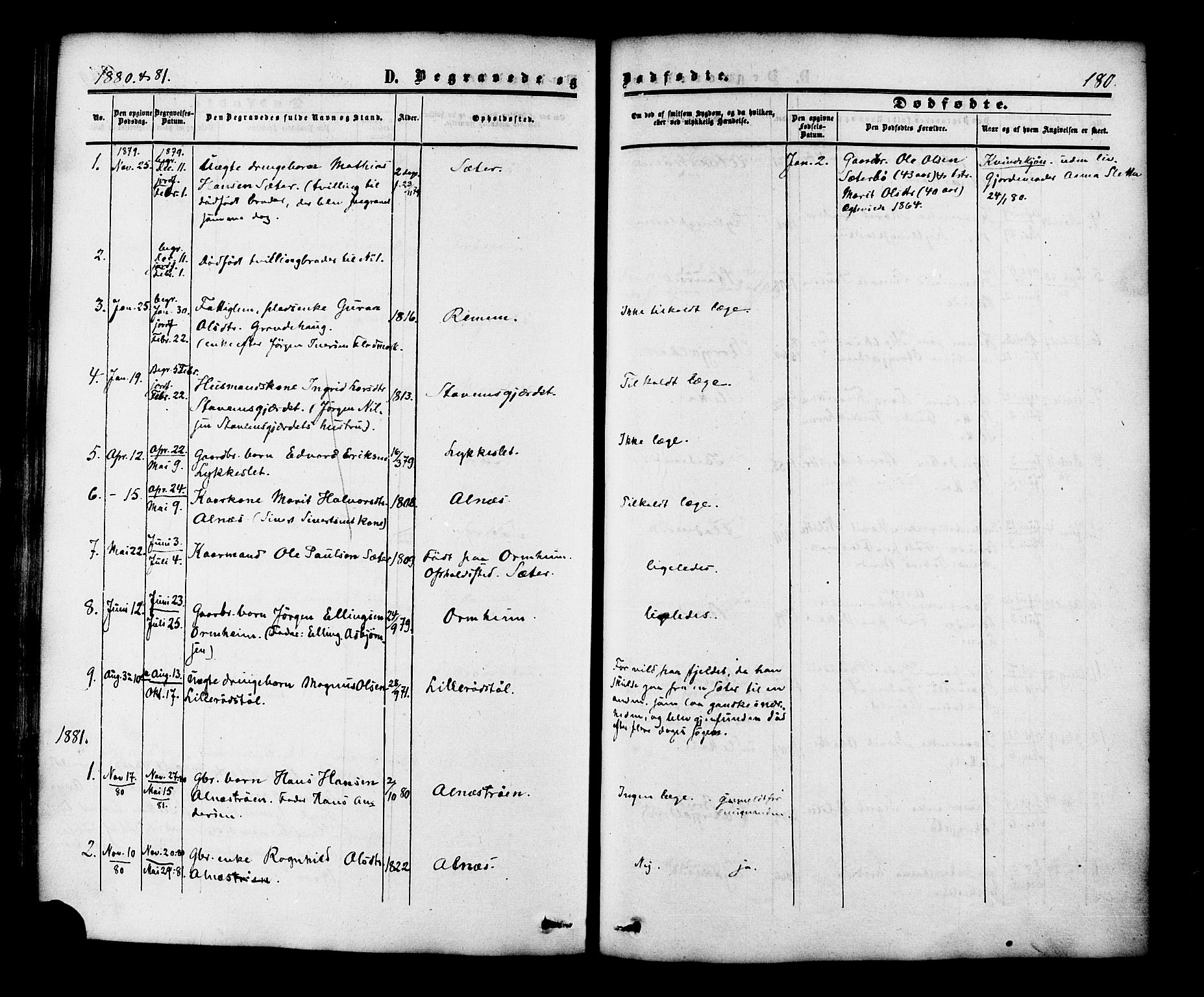 Ministerialprotokoller, klokkerbøker og fødselsregistre - Møre og Romsdal, SAT/A-1454/546/L0594: Parish register (official) no. 546A02, 1854-1882, p. 180
