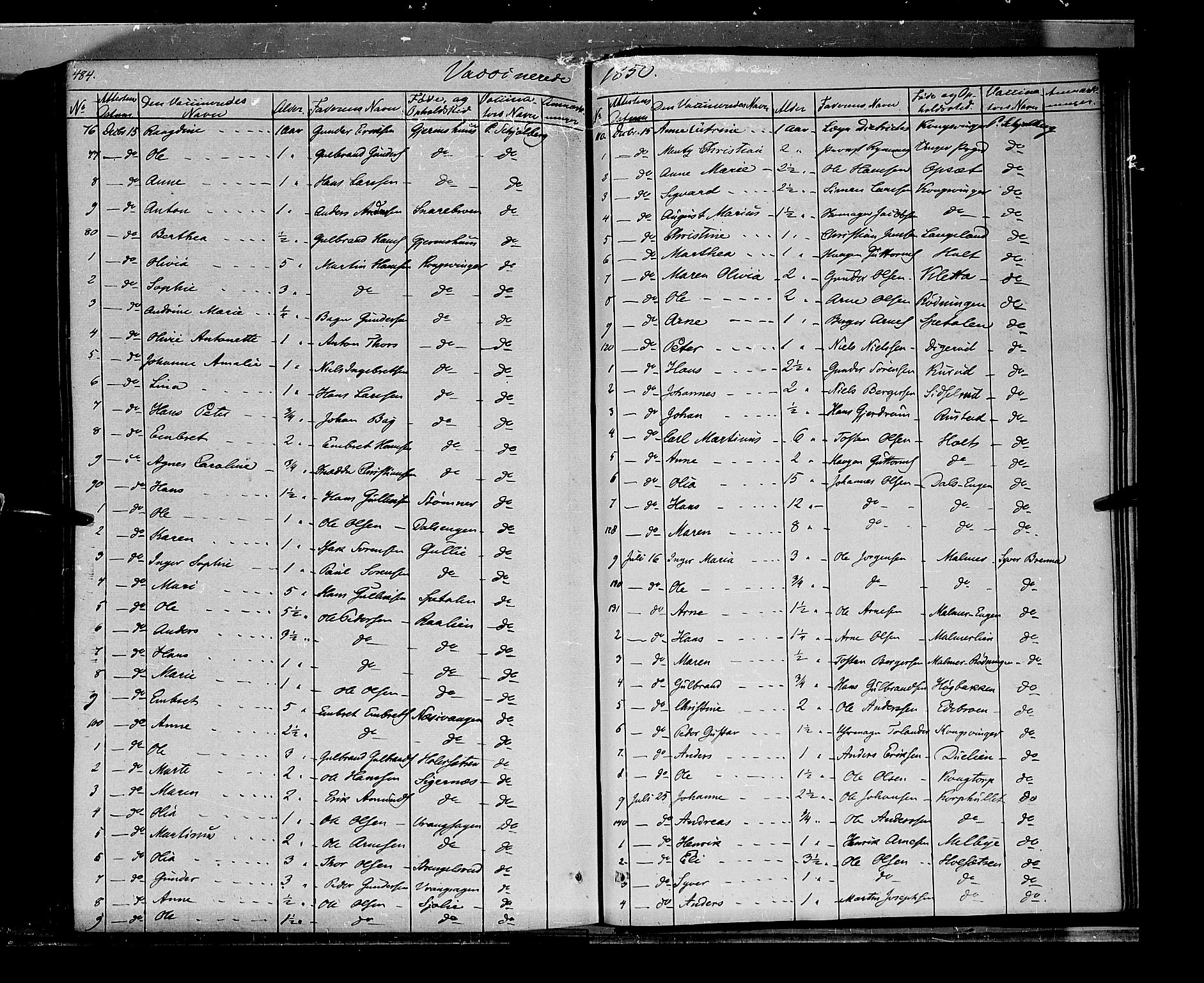 Vinger prestekontor, AV/SAH-PREST-024/H/Ha/Haa/L0009: Parish register (official) no. 9, 1847-1855, p. 484
