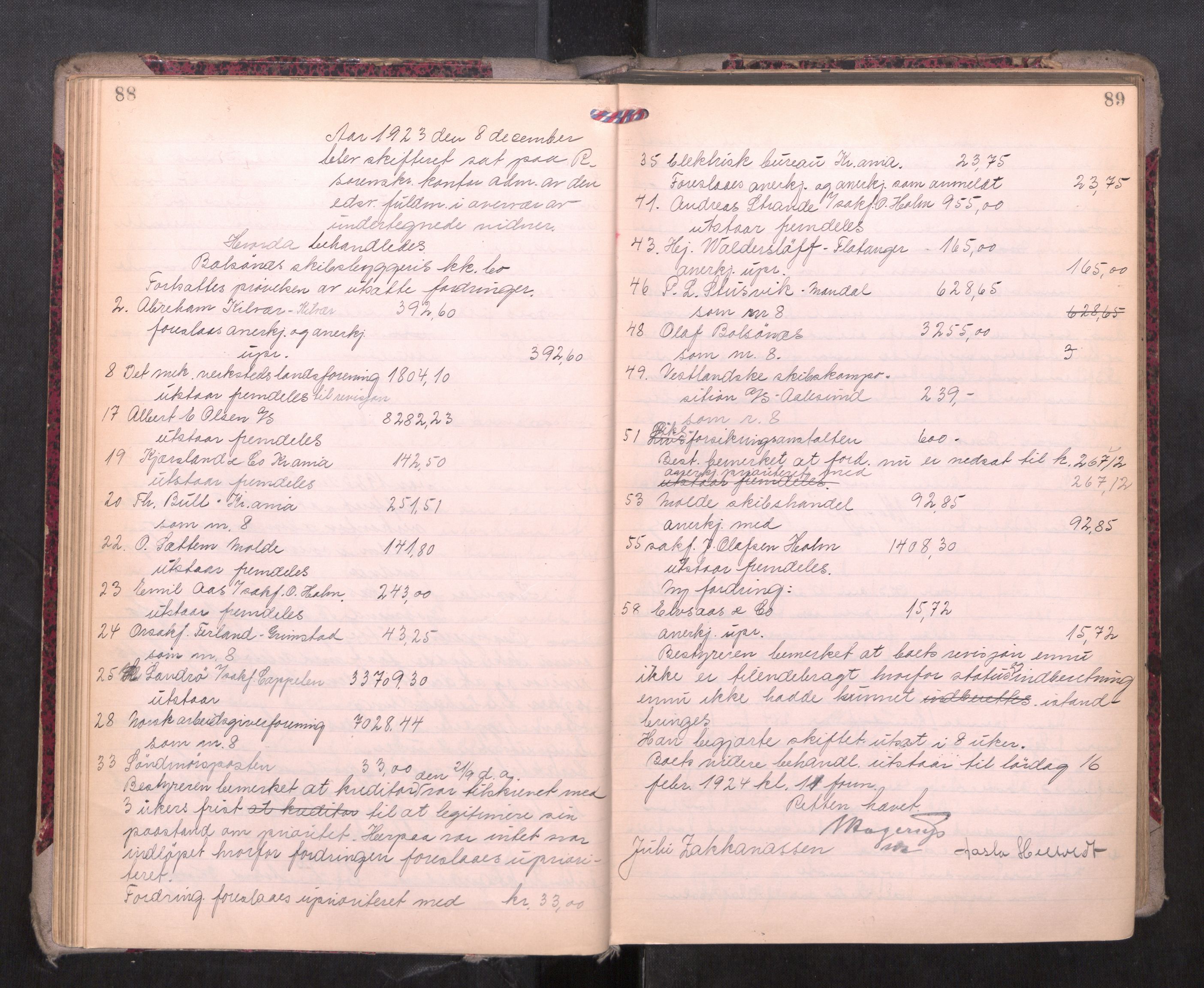 Romsdal sorenskriveri, AV/SAT-A-4149/1/3/3B/L0010: Skiftebehandlingsprotokoll, 1923-1925, p. 88-89